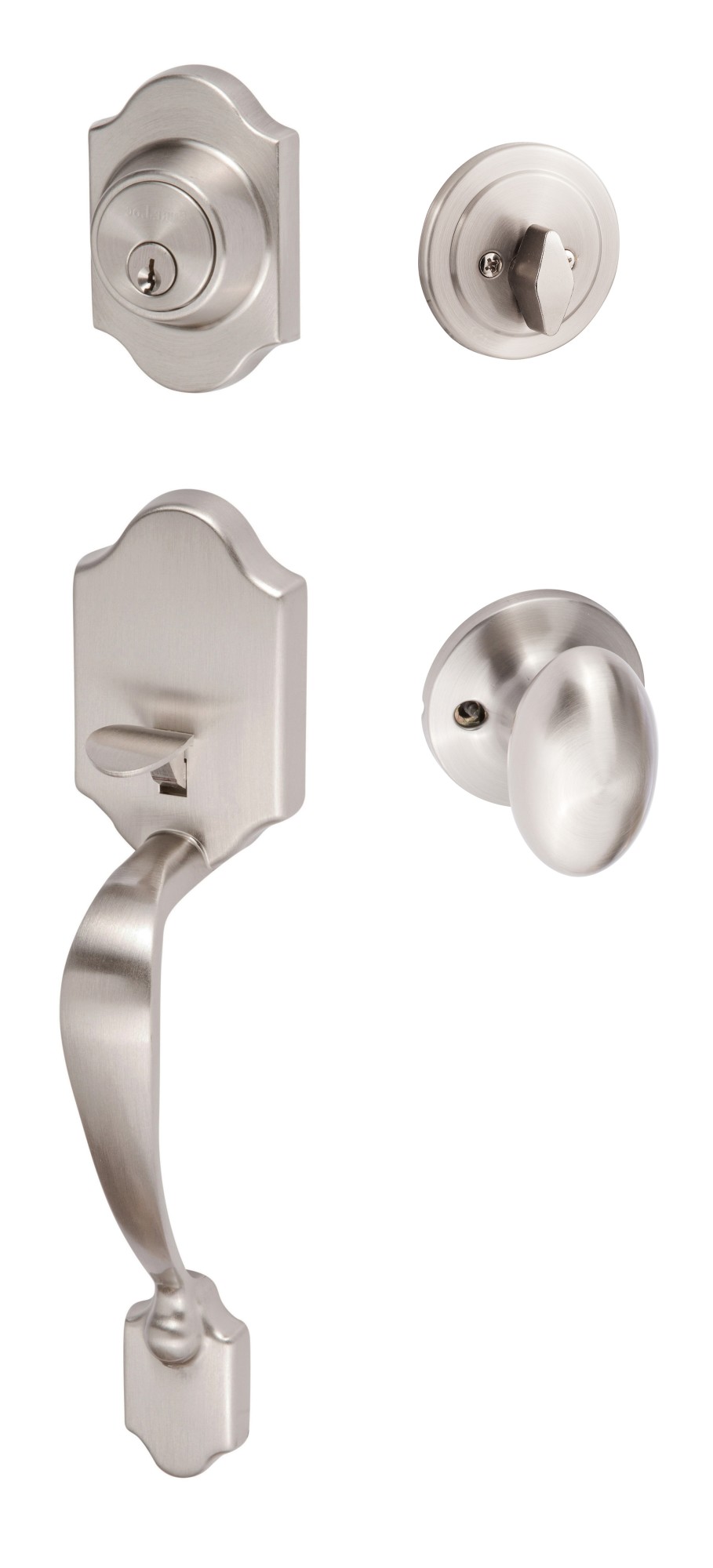 Photos - Interior Door Coral Sure-Loc CR507-AR Sectional Single Cylinder Keyed Entry Handleset with Interior Knob Satin Nickel Door Hardware Handle