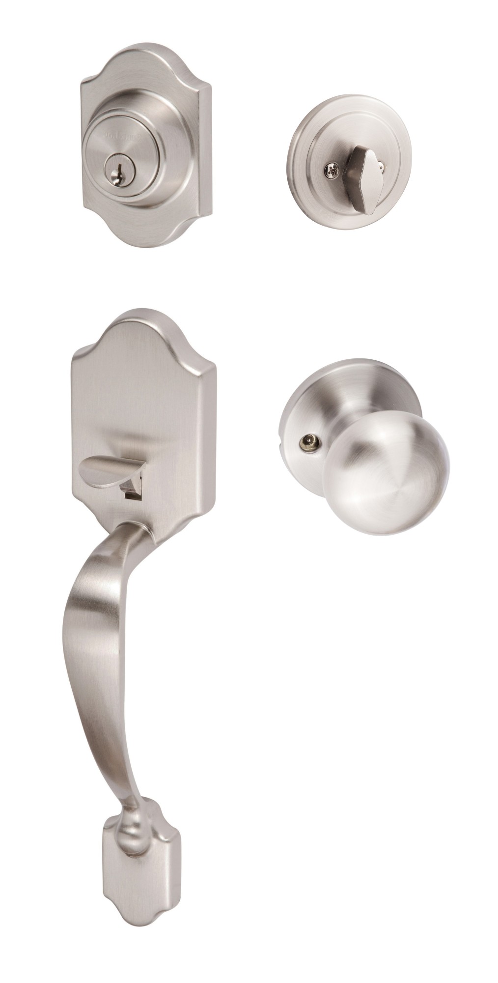 Photos - Interior Door Coral Sure-Loc CR507-DU-RD  Sectional Single Cylinder Keyed Entry Handleset with Interior Knob Satin Nickel Door Hardware Han 