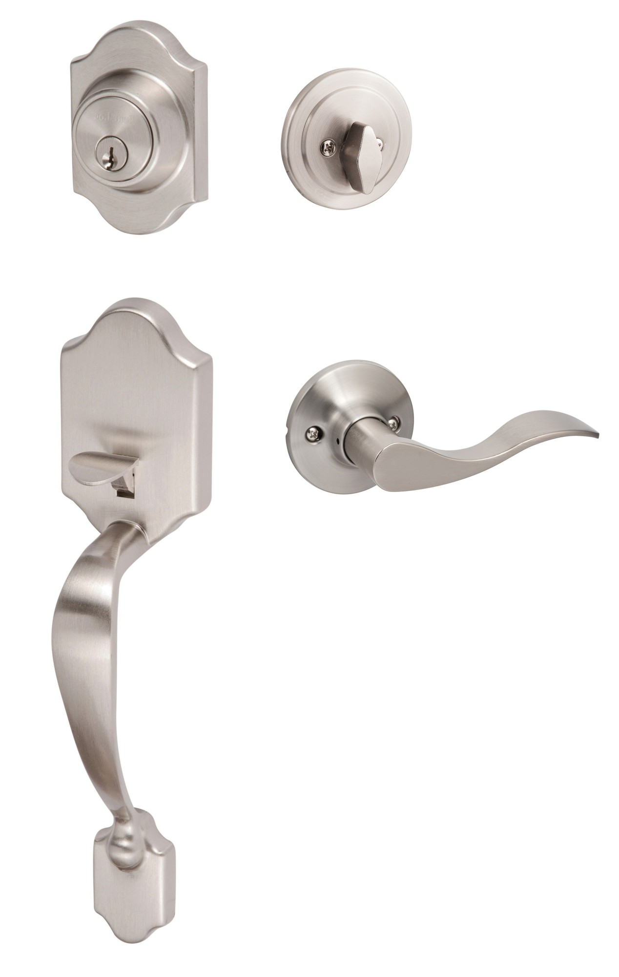 Photos - Interior Door RH Alurad Sure-Loc CR507-SB RH Coral Right Handed Sectional Single Cylinder Keyed Entry Handleset with Interior Lever Satin Nickel Doo 