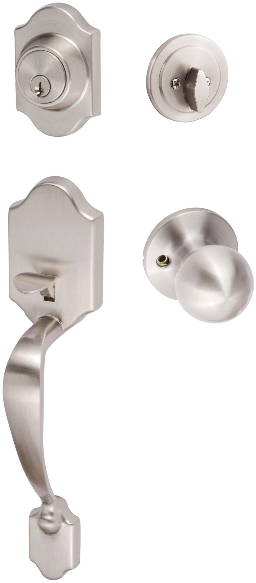 Photos - Interior Door Coral Sure-Loc CR507-TA  Sectional Single Cylinder Keyed Entry Handleset with Interior Knob Satin Nickel Door Hardware Handle 