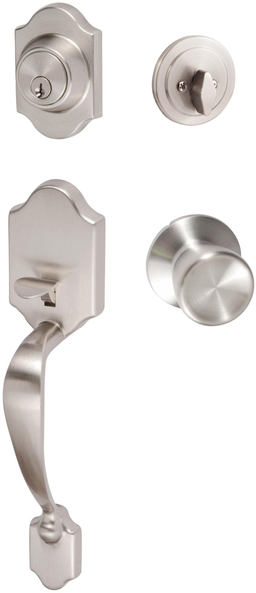 Photos - Interior Door Coral Sure-Loc CR507-TL  Sectional Single Cylinder Keyed Entry Handleset with Interior Knob Satin Nickel Door Hardware Handle 