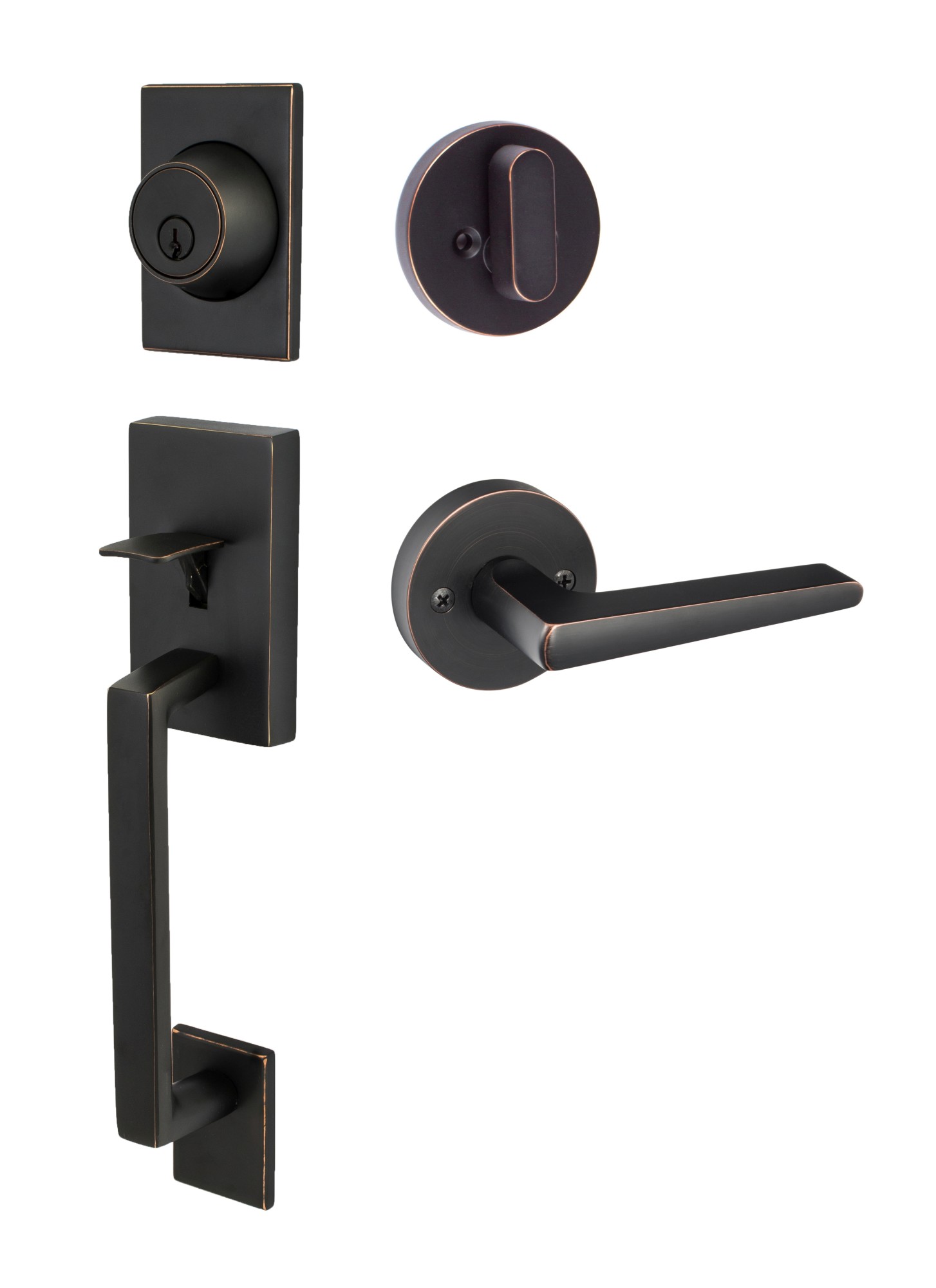 Photos - Interior Door Vintage Sure-Loc KN507-R-BS-RD Koln Sectional Single Cylinder Keyed Entry Handleset with Interior Lever  Bronze Door Hardware 