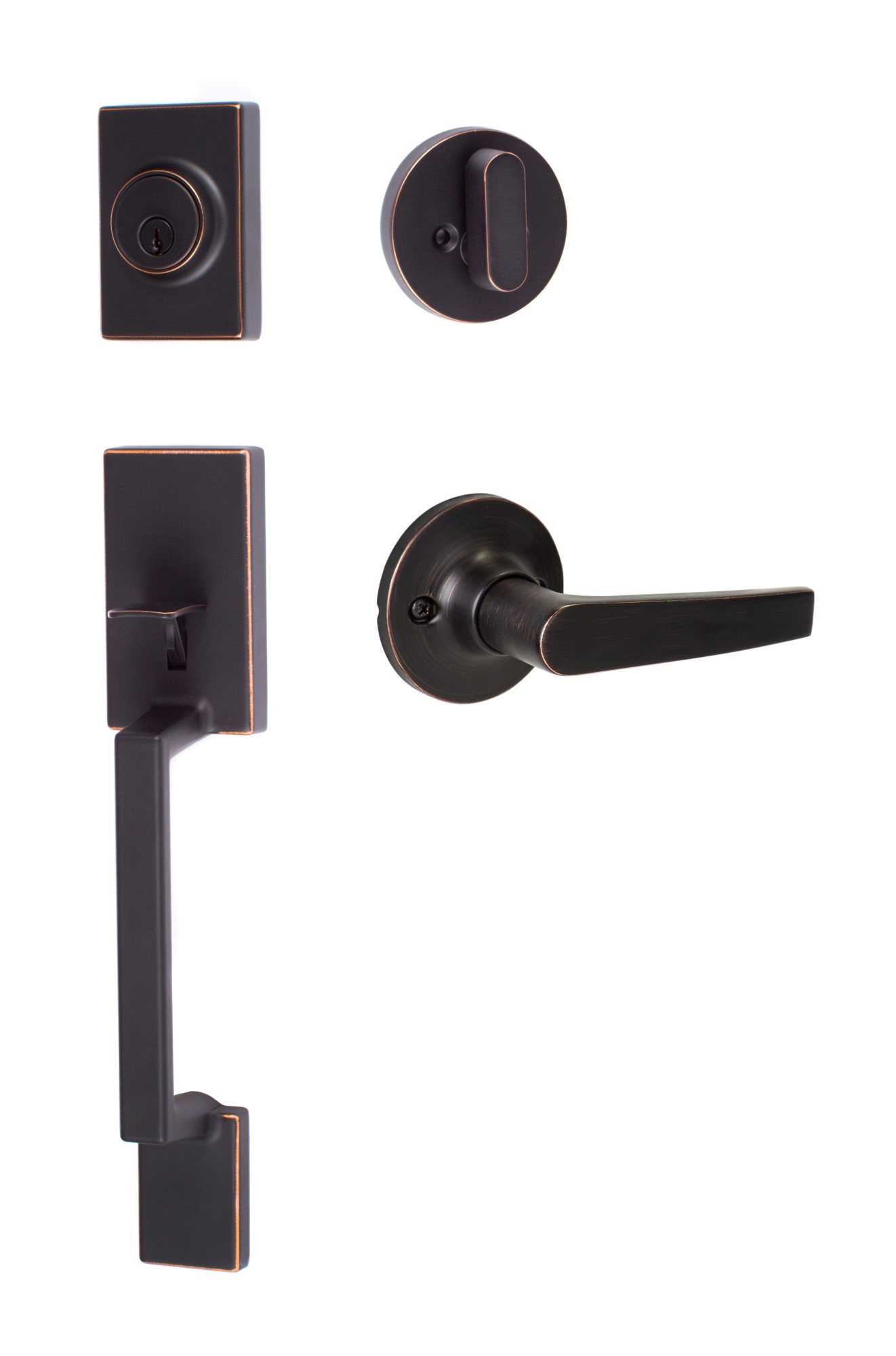 Photos - Interior Door Vintage Sure-Loc SH507-R-CD Stockholm Sectional Single Cylinder Keyed Entry Handleset with Interior Lever  Bronze Door Hardwa 