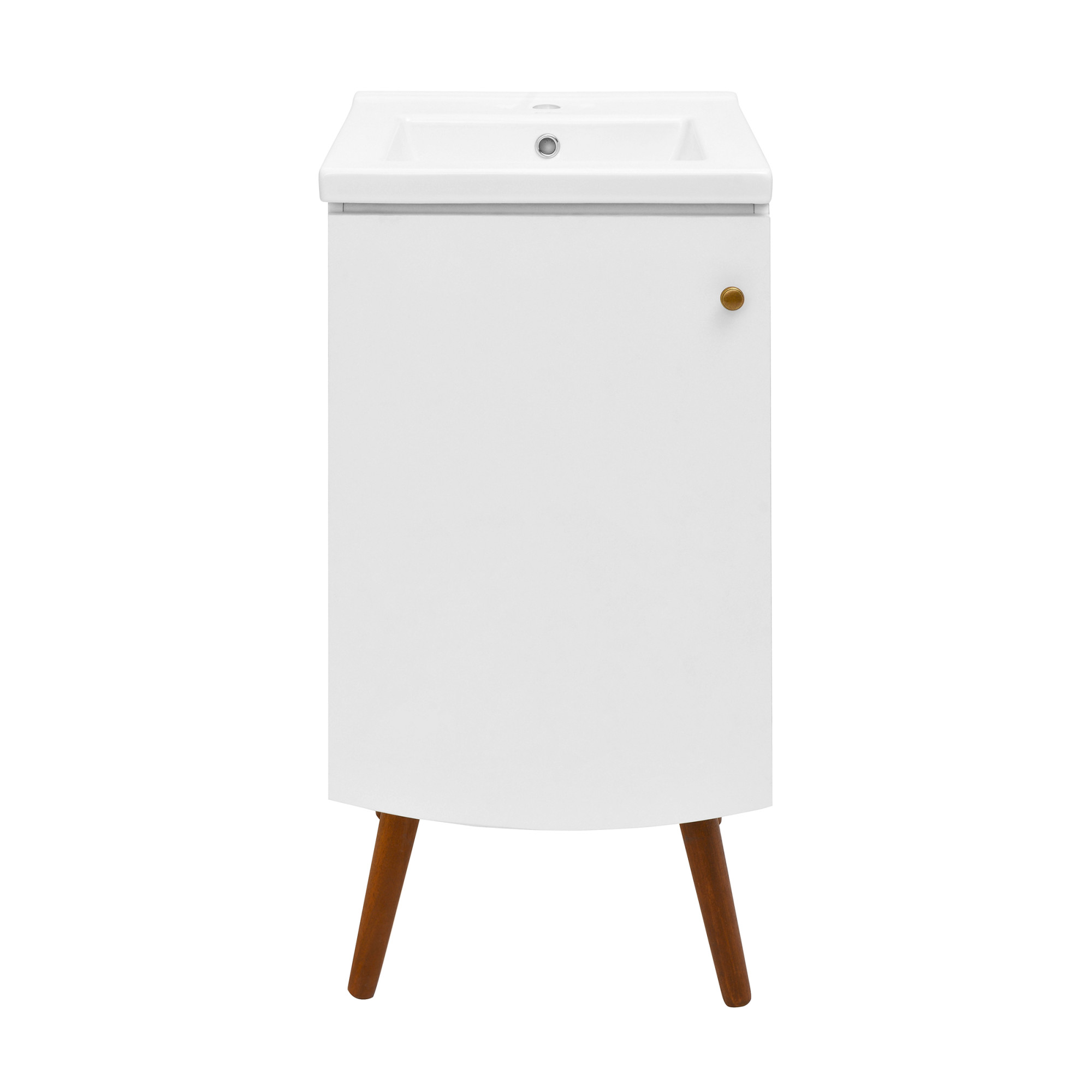 Swiss Madison SM-BV650 Manoir 18" Free Standing Single Basin Vanity Set with Cabinet and Ceramic Vanity Top White Bathroom Storage Vanity Sets Single