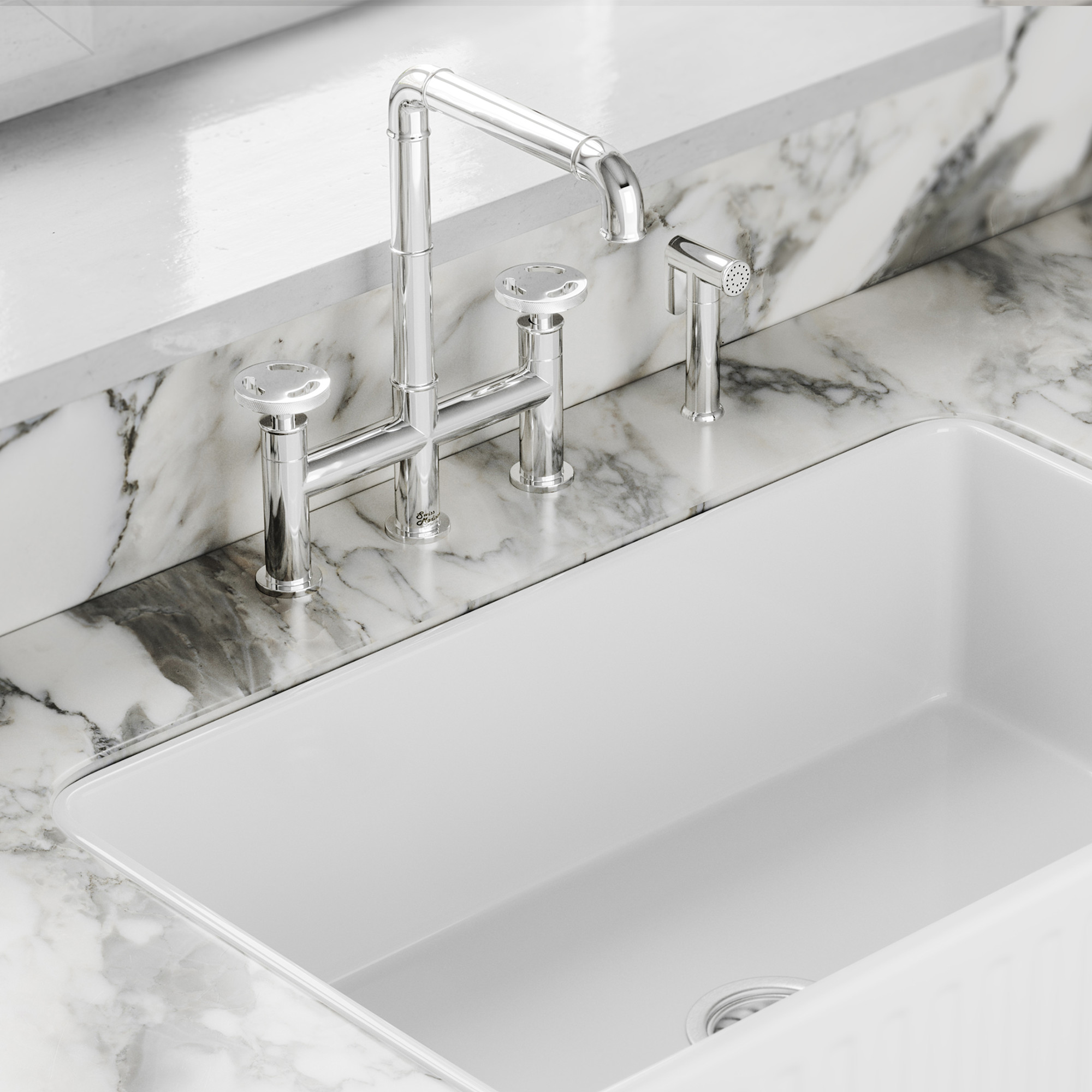 Photos - Tap Swiss Madison SM-KF79 Avallon Pro 2 GPM Widespread Kitchen Faucet Chrome Faucet Kitchen Double Handle SM-KF79C 