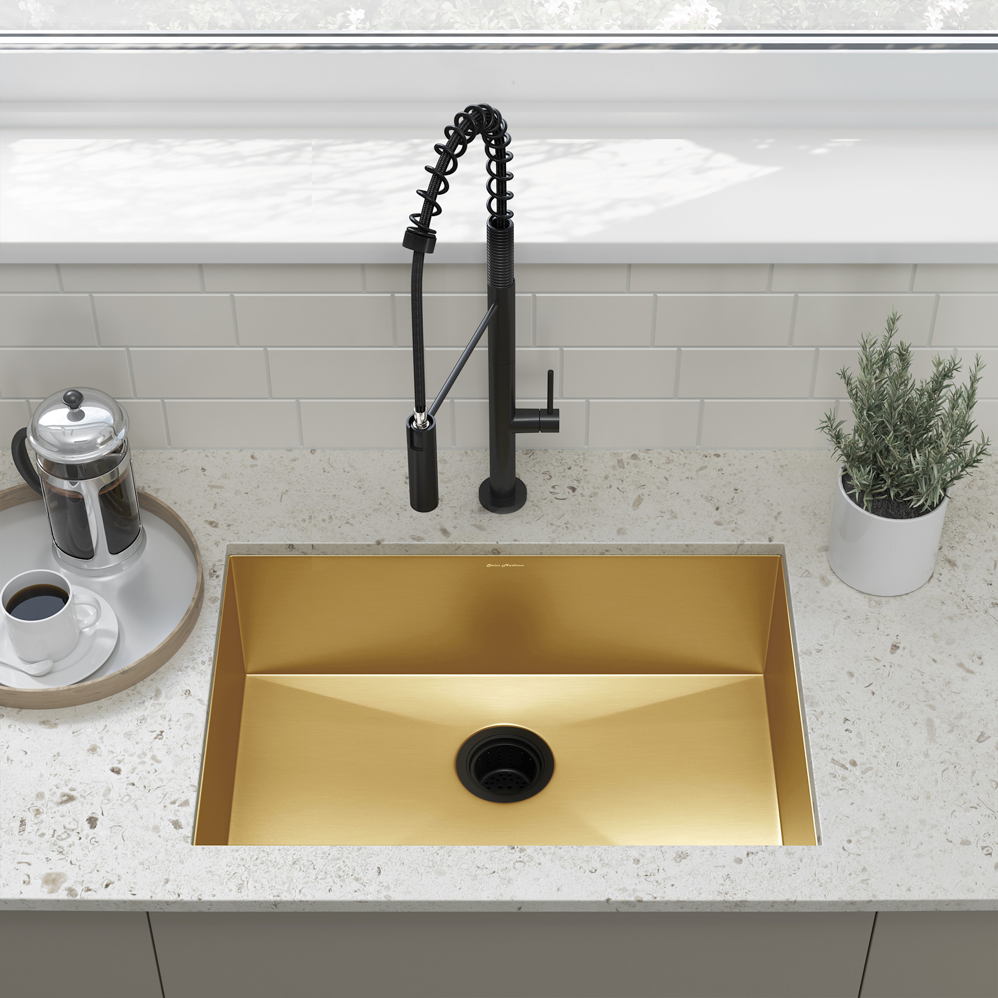 Photos - Kitchen Sink Swiss Madison SM-KU708 Tourner 26" Undermount Single Basin Stainless Steel  Gold Sinks s Stainless S 
