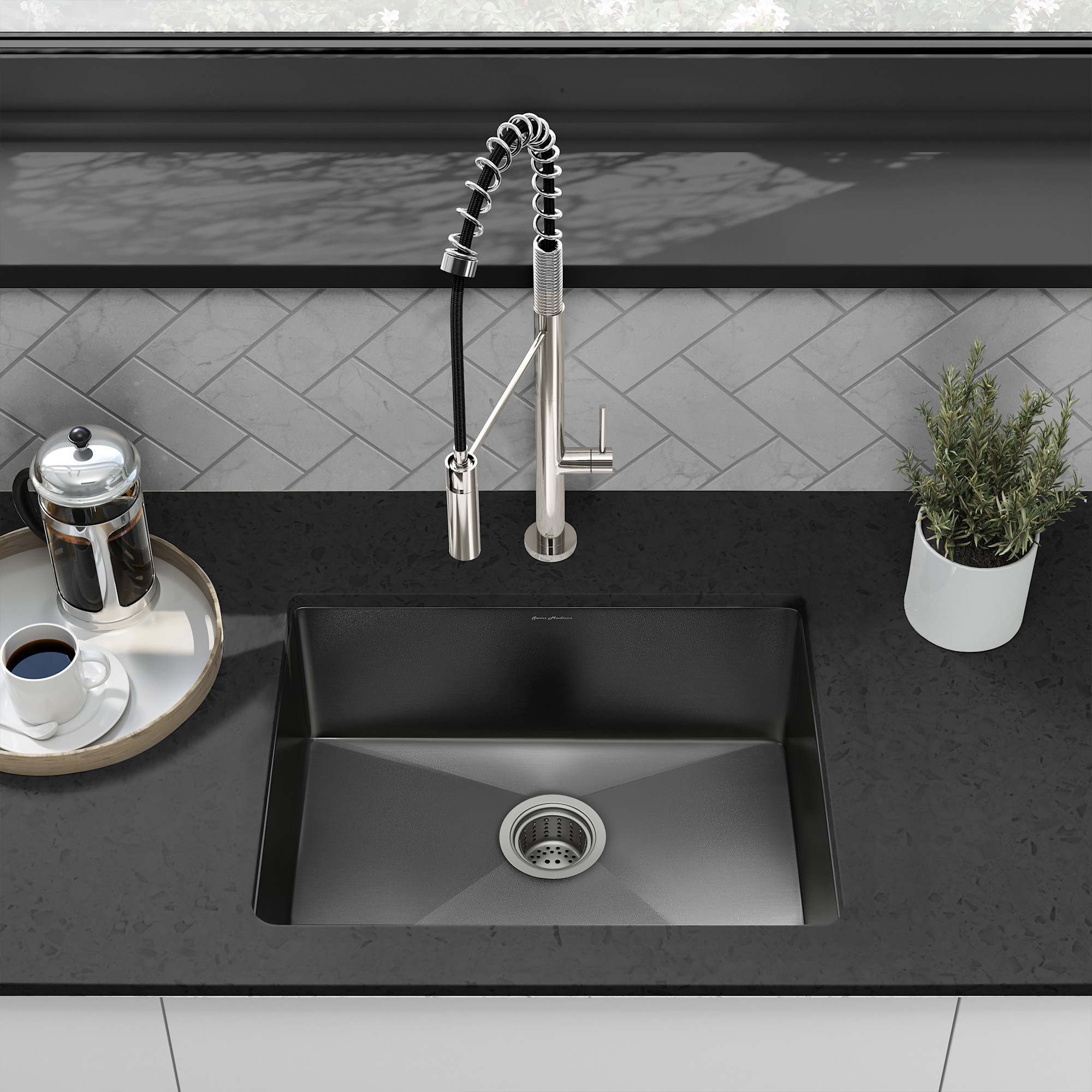 Photos - Kitchen Sink Swiss Madison SM-KU715 Rivage 17-7/8" Undermount Single Basin Stainless Steel  Black Sinks s Stainle 