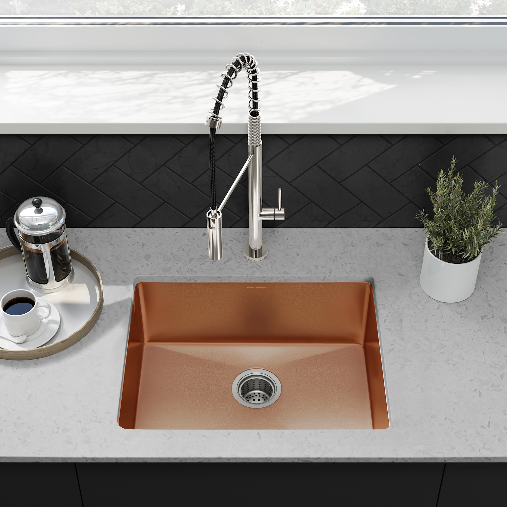 Photos - Kitchen Sink Swiss Madison SM-KU715 Rivage 17-7/8" Undermount Single Basin Stainless Steel  Rose Gold Sinks s Sta 