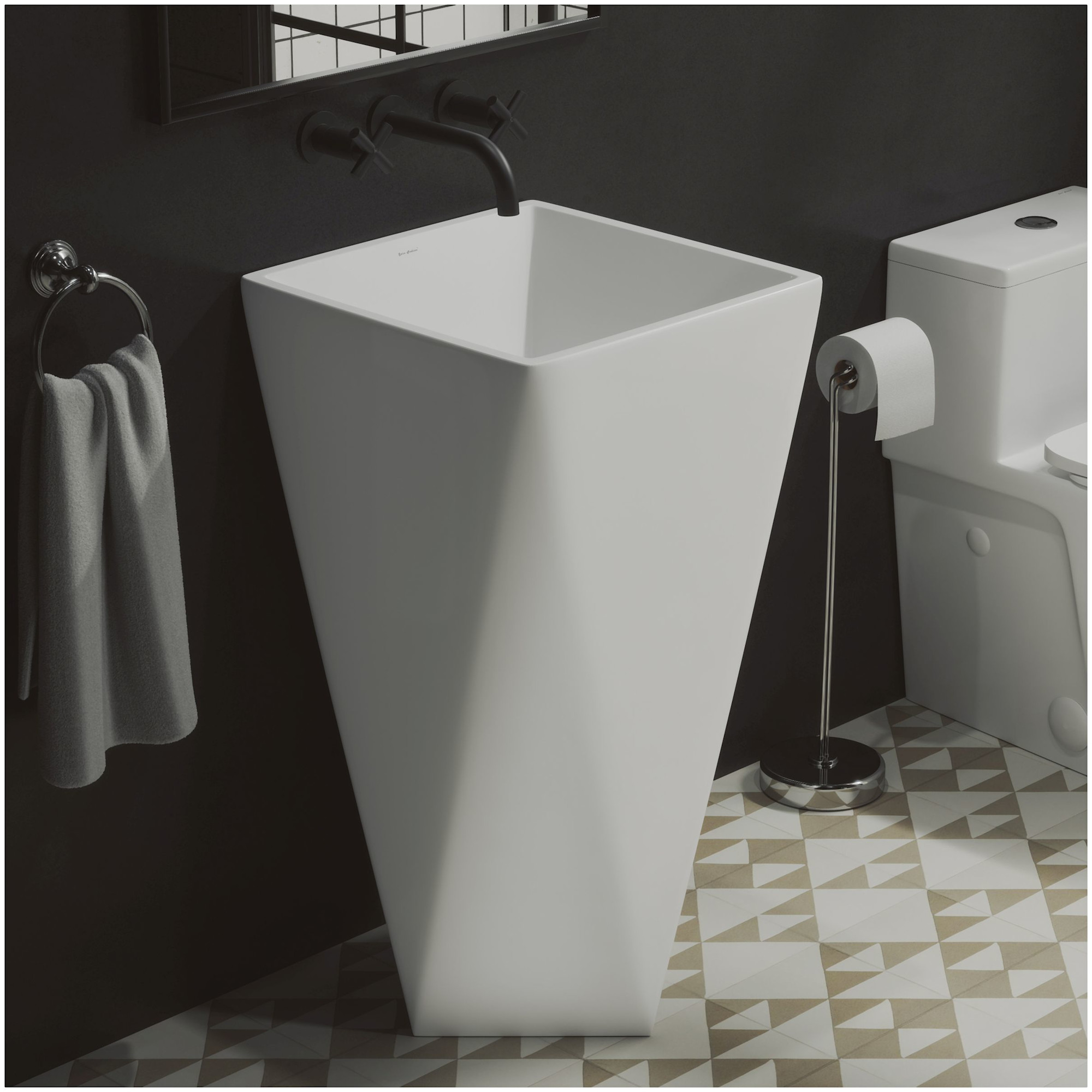 Photos - Bathroom Sink Swiss Madison SM-PS314 Brusqu 18-1/2" Specialty Ceramic Pedestal  and 0 Faucet Holes at " Centers Glossy White 