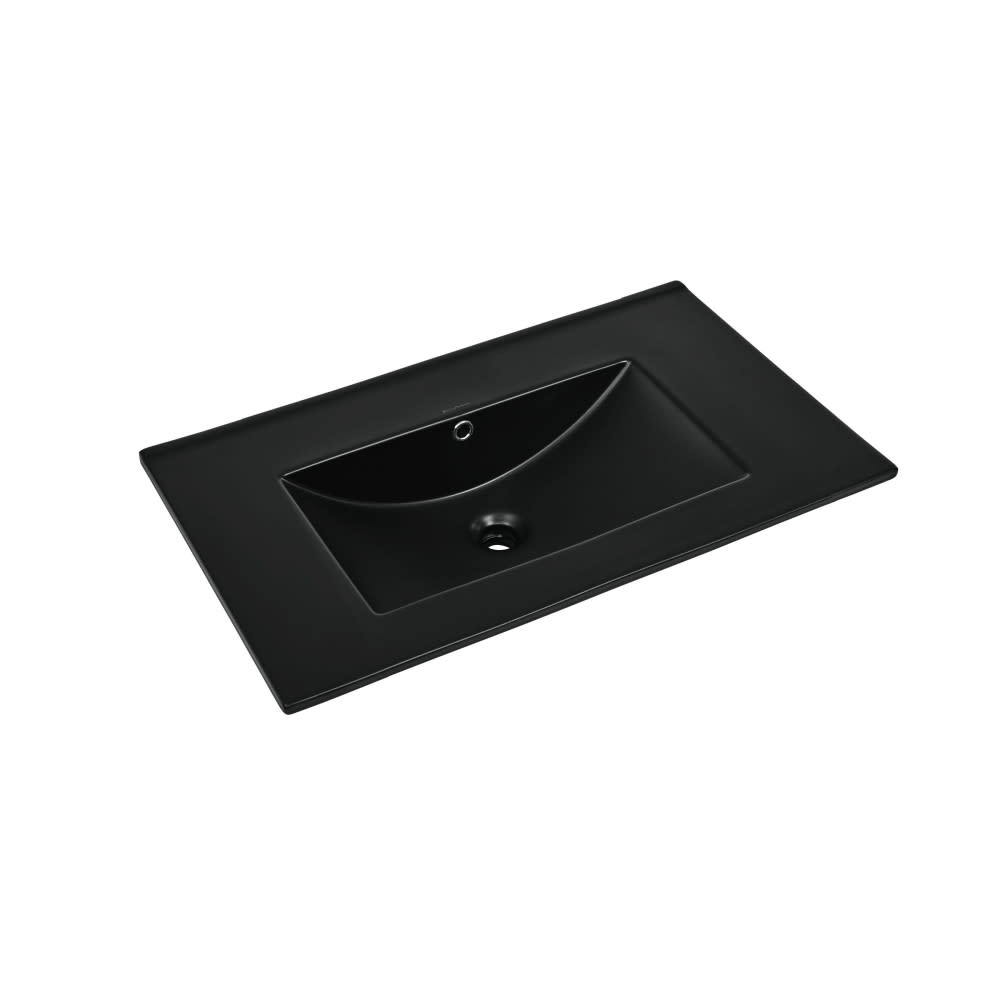 Swiss Madison SM-VT0008 30" Ceramic Vanity Top Glossy Black Bathroom Storage Vanity Tops Single
