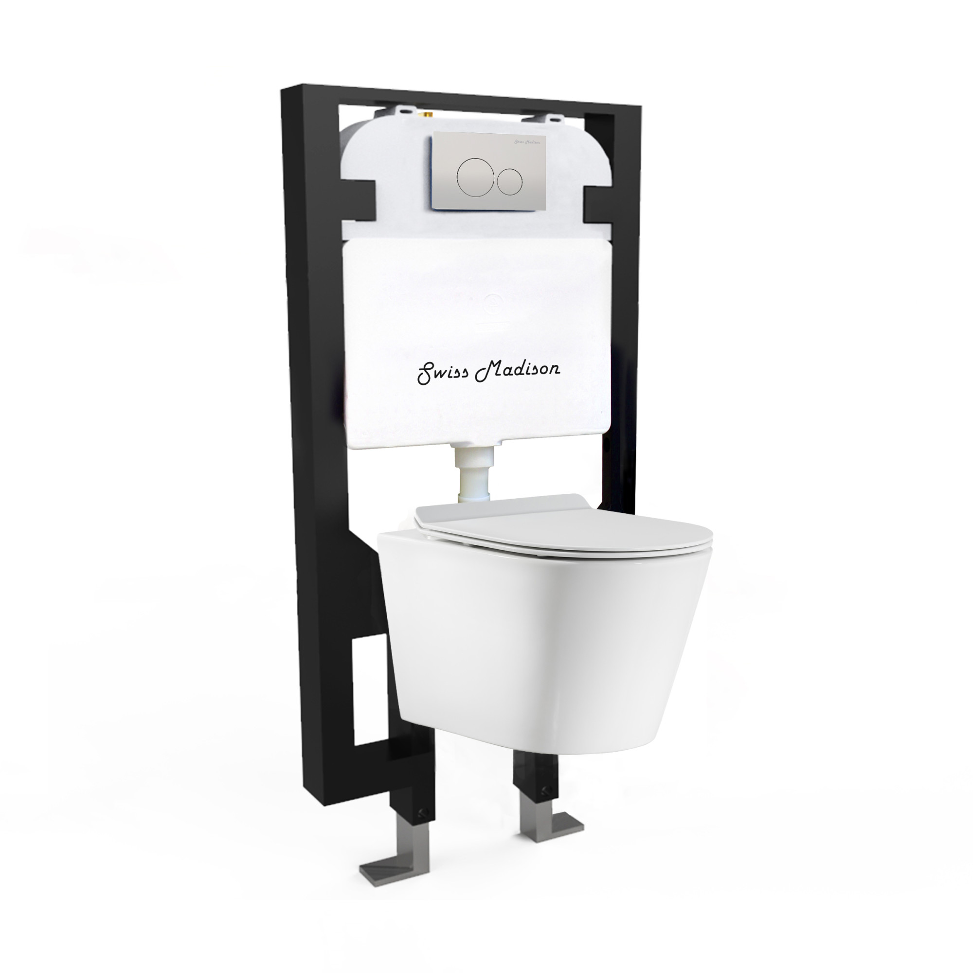 Photos - Toilet Swiss Madison SM-WK465-01C Calice 0.8 / 1.28 GPF Wall Mounted One Piece Round  with Actuator Plate Flush - Seat Includ 