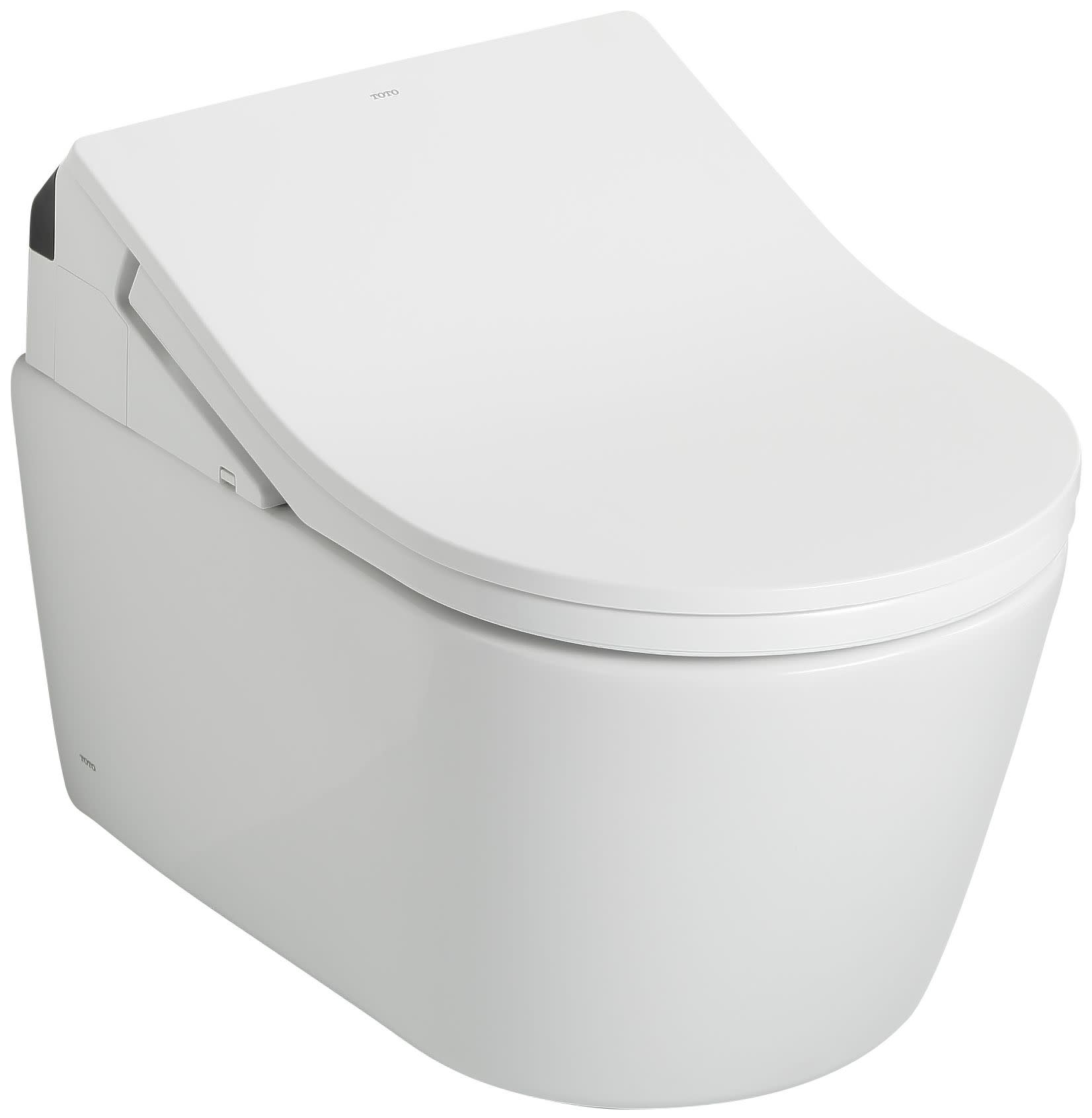 TOTO CWT4474047CMFGA RP 1.28 GPF Dual Flush Wall Mounted Two Piece Elongated Chair Height Toilet with Auto Flush - Bidet Seat Included Matte Silver