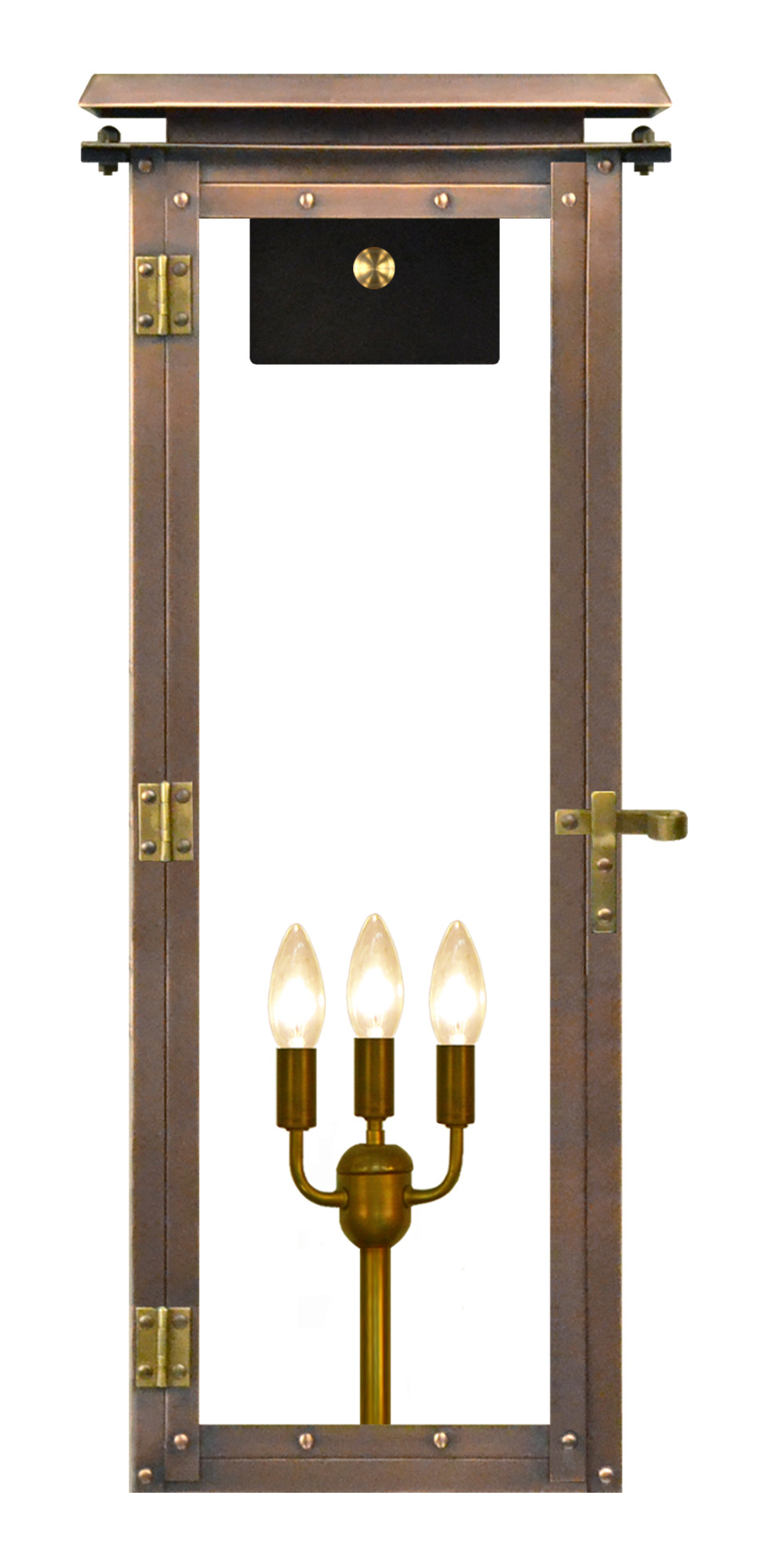 Photos - Floodlight / Street Light Electric The CopperSmith HL30E Hyland 3 Light 30" Tall Copper  Outdoor Wall Sconce Antique Copper Outdoor Lighting Wall Sconc 