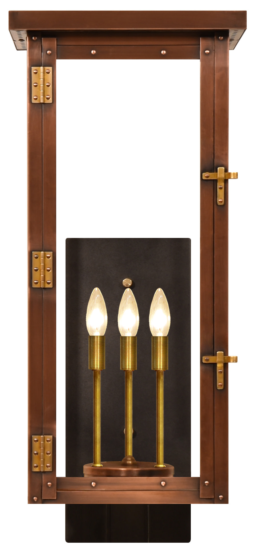 Photos - Floodlight / Street Light Electric The CopperSmith MO29E Moneo 3 Light 30" Tall Copper Outdoor Wall Sconce Antique Copper Outdoor Lighting Wall Sconce