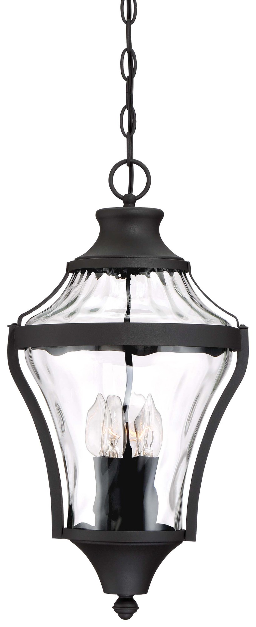 Photos - Floodlight / Street Light The Great Outdoors 72564-66 Libre 4 Light 11" Wide Outdoor Pendant with Water Glass Shade Black Outdoor Lighting Pendants
