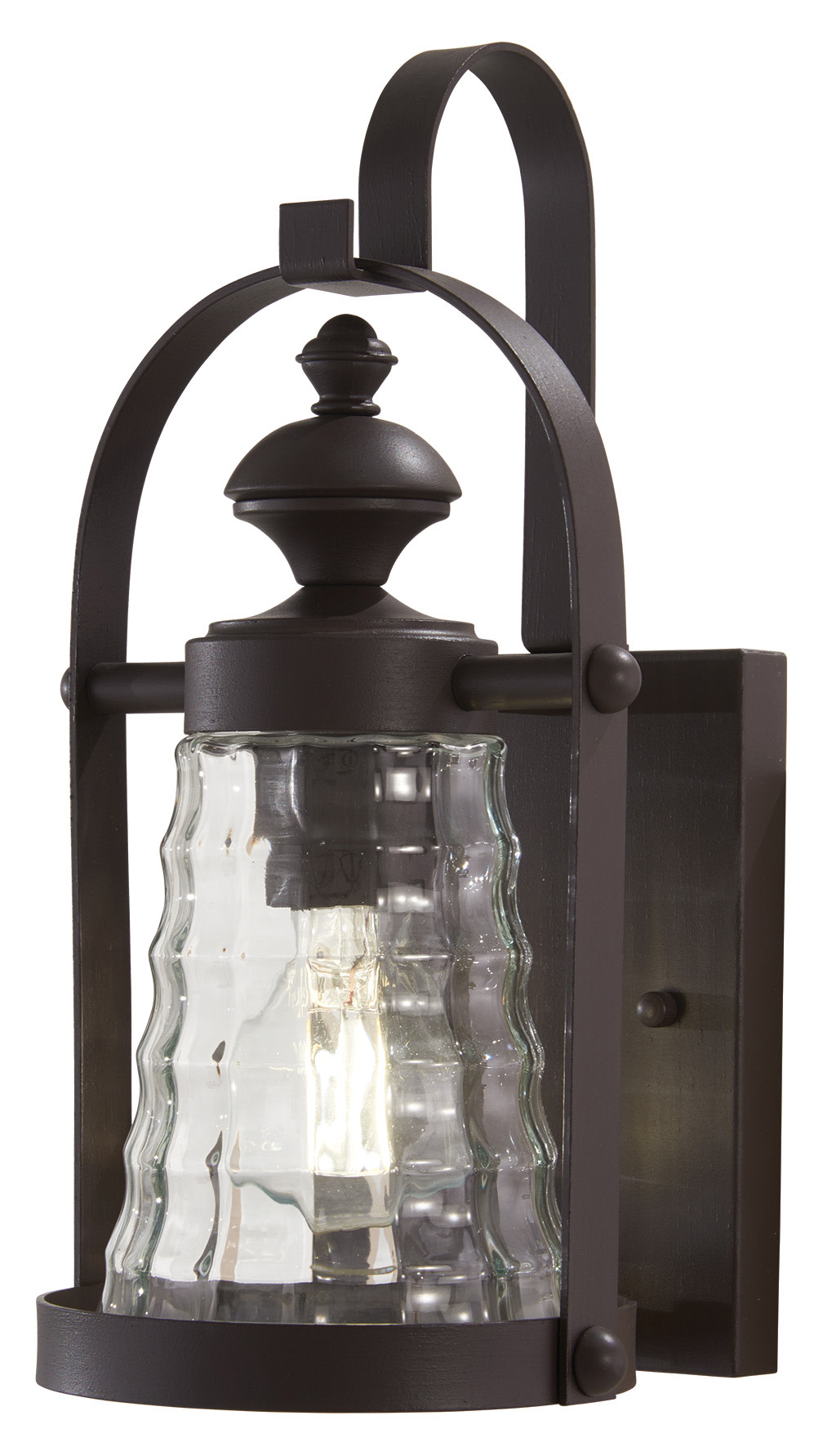 Photos - Floodlight / Street Light The Great Outdoors 72621-615B Sycamore Trail 1 Light 13" Tall Outdoor Wall Sconce with Clear Stripe Glass Dorian Bronze Outd