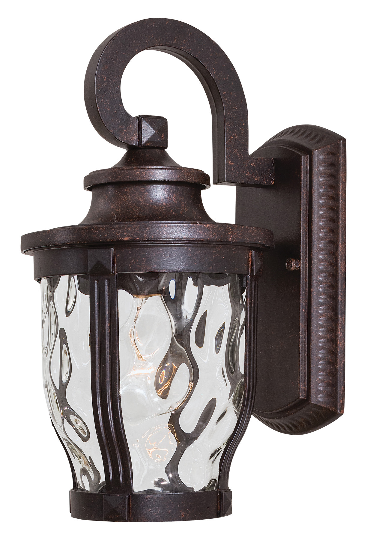 Photos - Floodlight / Street Light GO The Great Outdoors  8761 Merrimack 1 Light 12" Tall Outdoor Wall Sconce with Hammered Glass Shade Corona Bronze Outdoor Li 