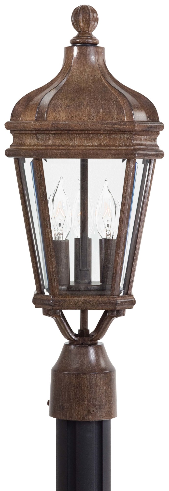Photos - Floodlight / Street Light GO The Great Outdoors  8695 Harrison 3 Light 20" Tall Post Light Vintage Rust Outdoor Lighting Post Lights Post Mount Post Li 