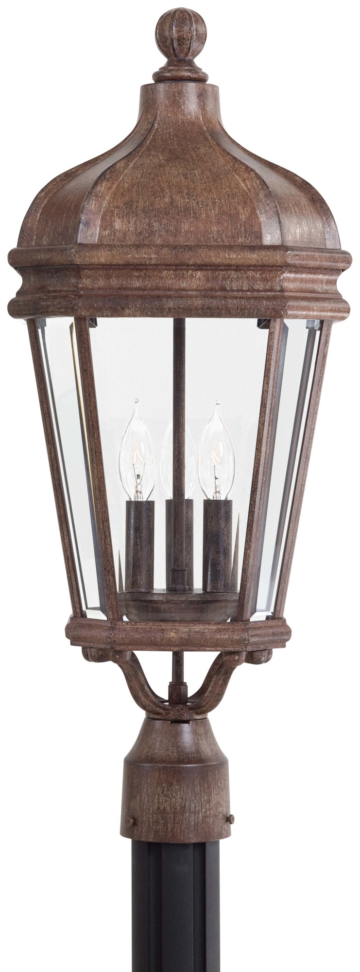 Photos - Floodlight / Street Light GO The Great Outdoors  8696 Harrison 3 Light 26" Tall Post Light Vintage Rust Outdoor Lighting Post Lights Post Mount Post Li 