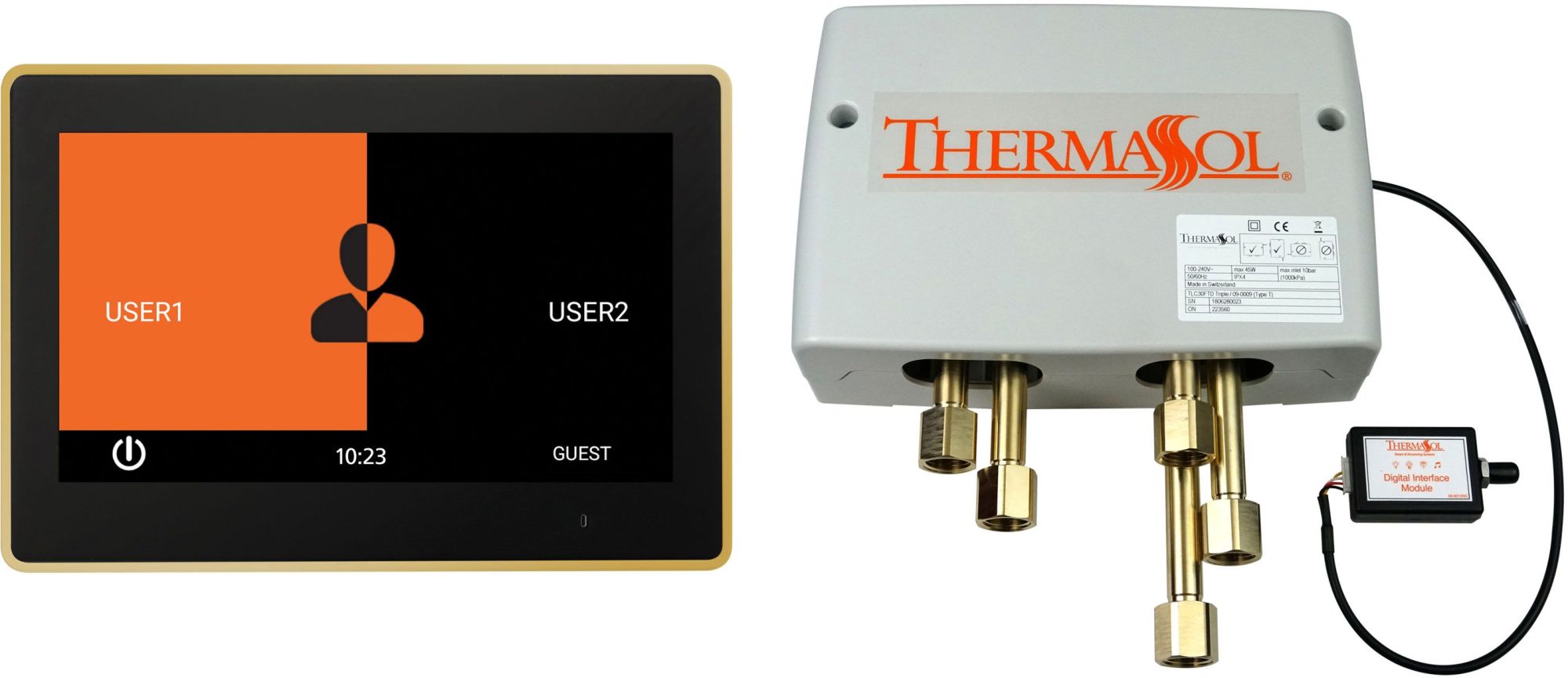 ThermaSol DSPU-TT10 ThermaTouch 10" LCD Touchscreen Steam Shower Controller with Light Sound Steam Water and Media Control - Includes Digital