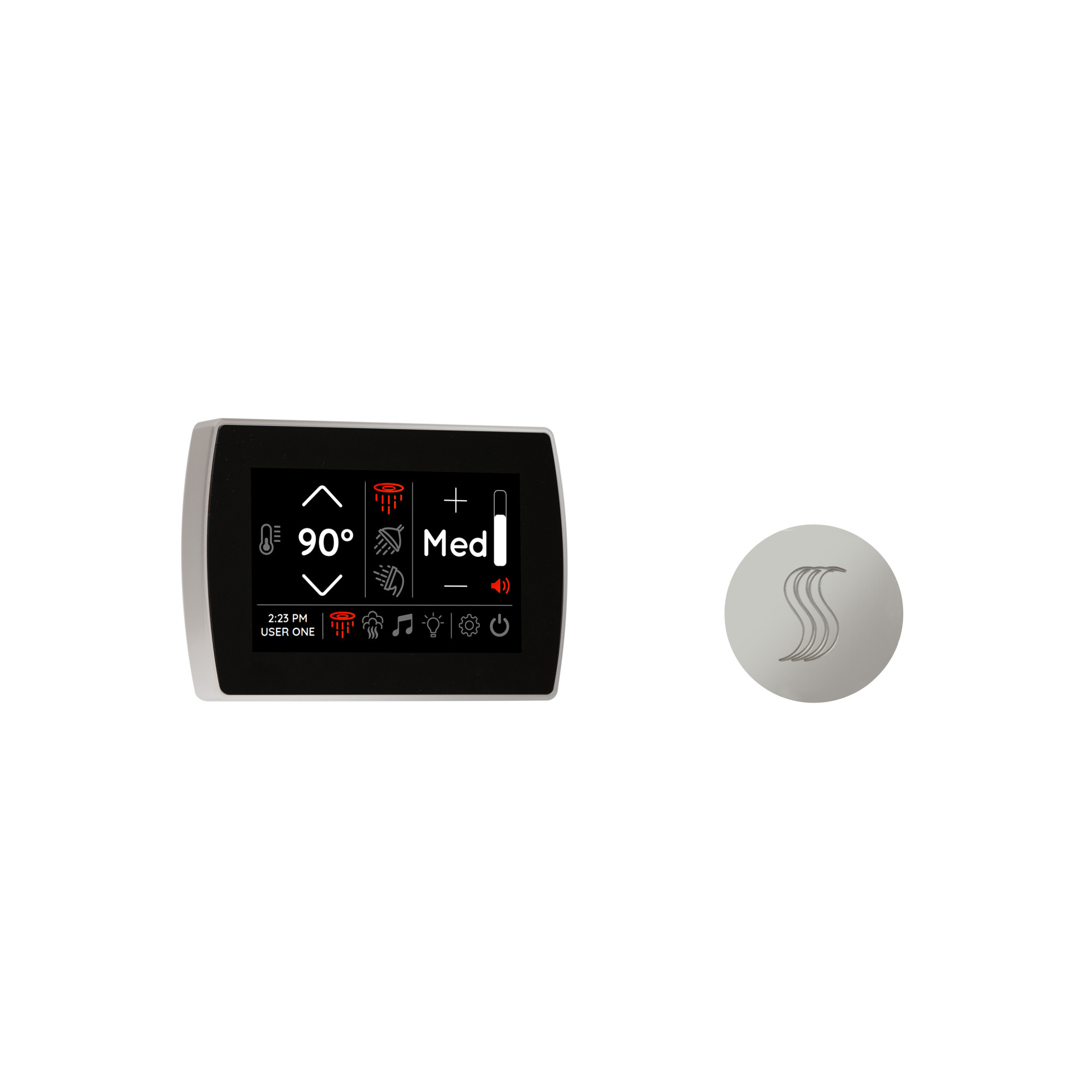 ThermaSol STCM-SVRD SignaTouch LCD Steam Shower Controller with Light Sound Steam and Water Control - Includes Steam Head Polished Chrome Steam