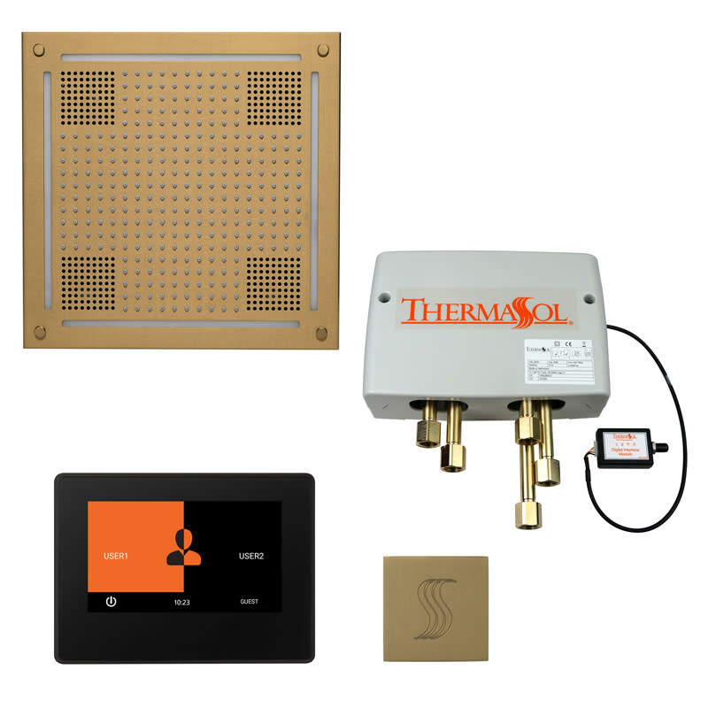 ThermaSol TWPH7S ThermaTouch Steam Shower Kit - Includes 7" Touchscreen Control Panel Square Light and Sound Shower Head Square Steam Head and