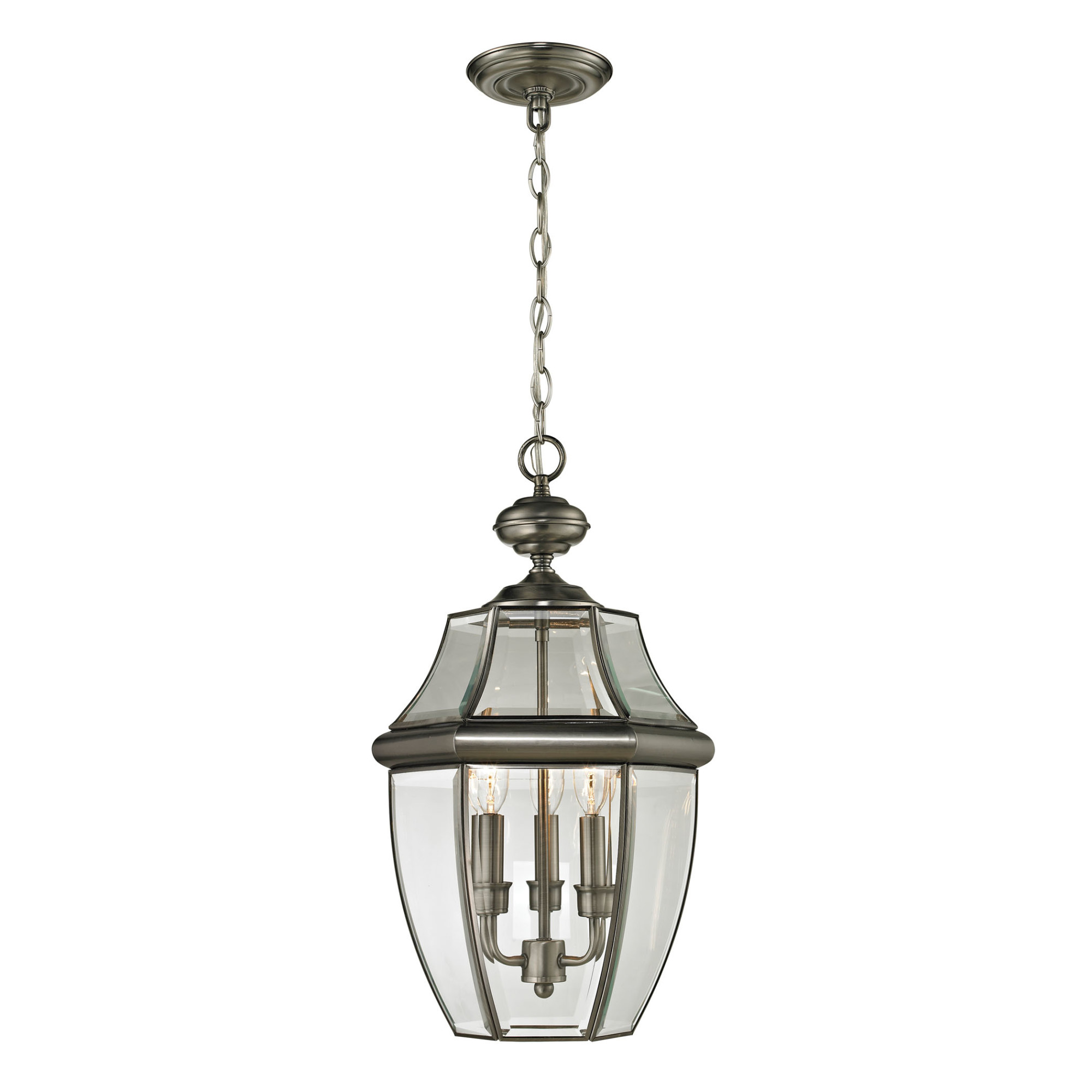 Photos - Floodlight / Street Light Thomas Lighting 8603EH Ashford 3 Light 12" Wide Outdoor Pendant with Clear Beveled Glass Shade Antique Nickel Outdoor Lighti