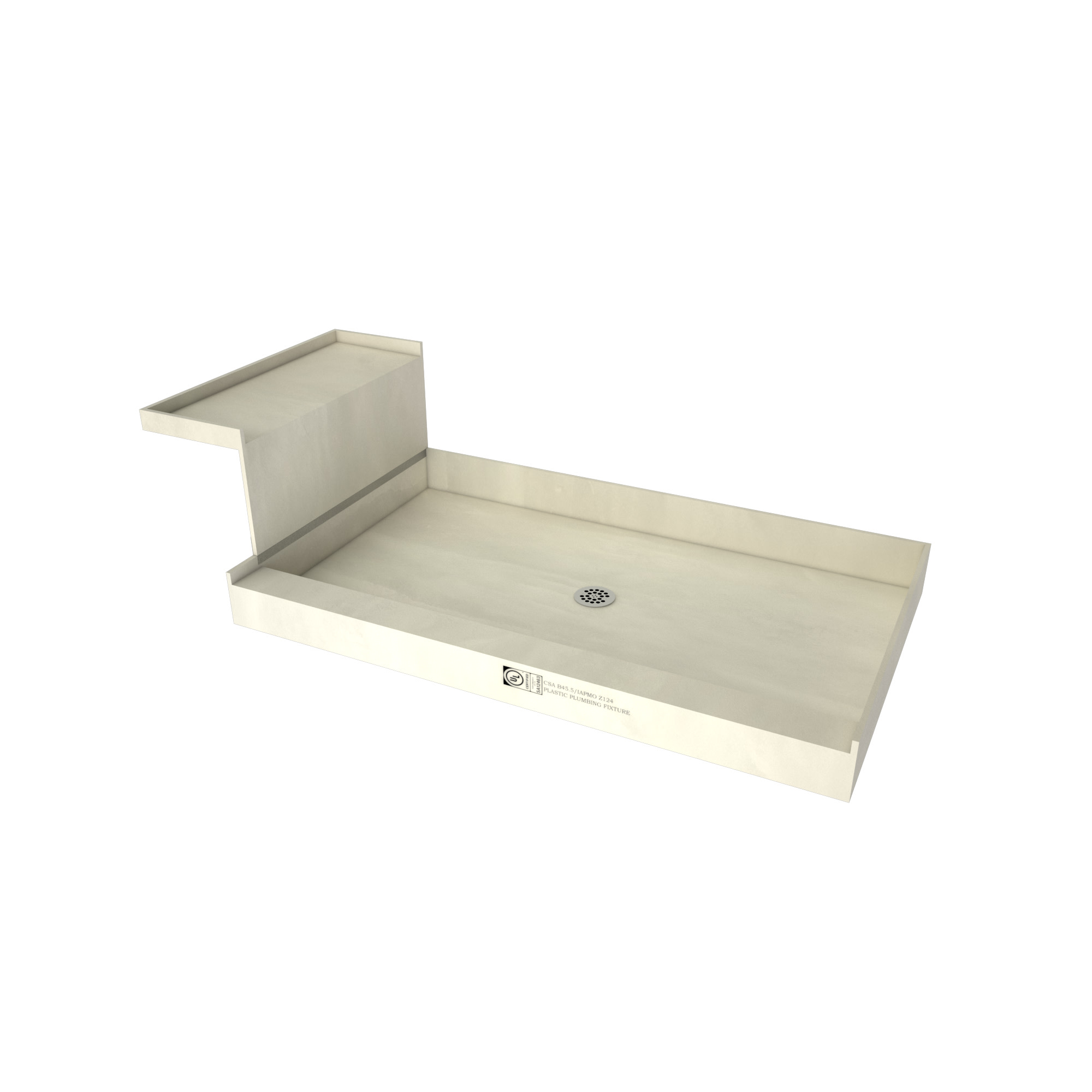 Photos - Other for Repair Red-i Tile Redi 3636C-RB36-KIT Base'N Bench 36" x 48" Rectangular Shower Base with Single Threshold and Center Drain Polished Chro 
