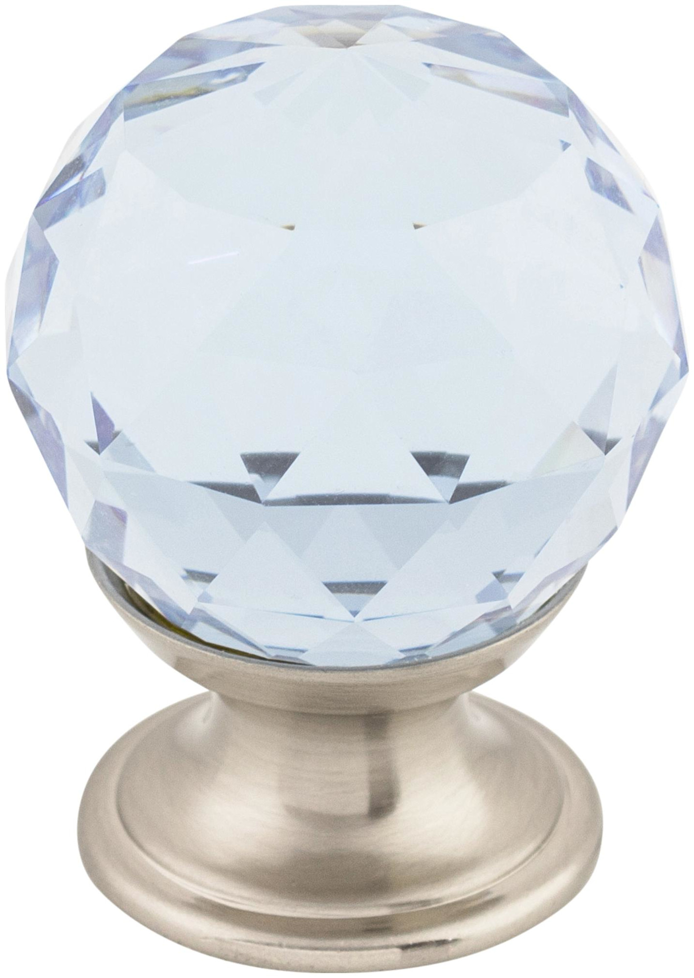 Photos - Furniture Hardware Top Knobs TK113 Light Blue 1-1/8 Inch Round Cabinet Knob from the Crystal Collection Brushed Satin Nickel Cabinet Hardware K