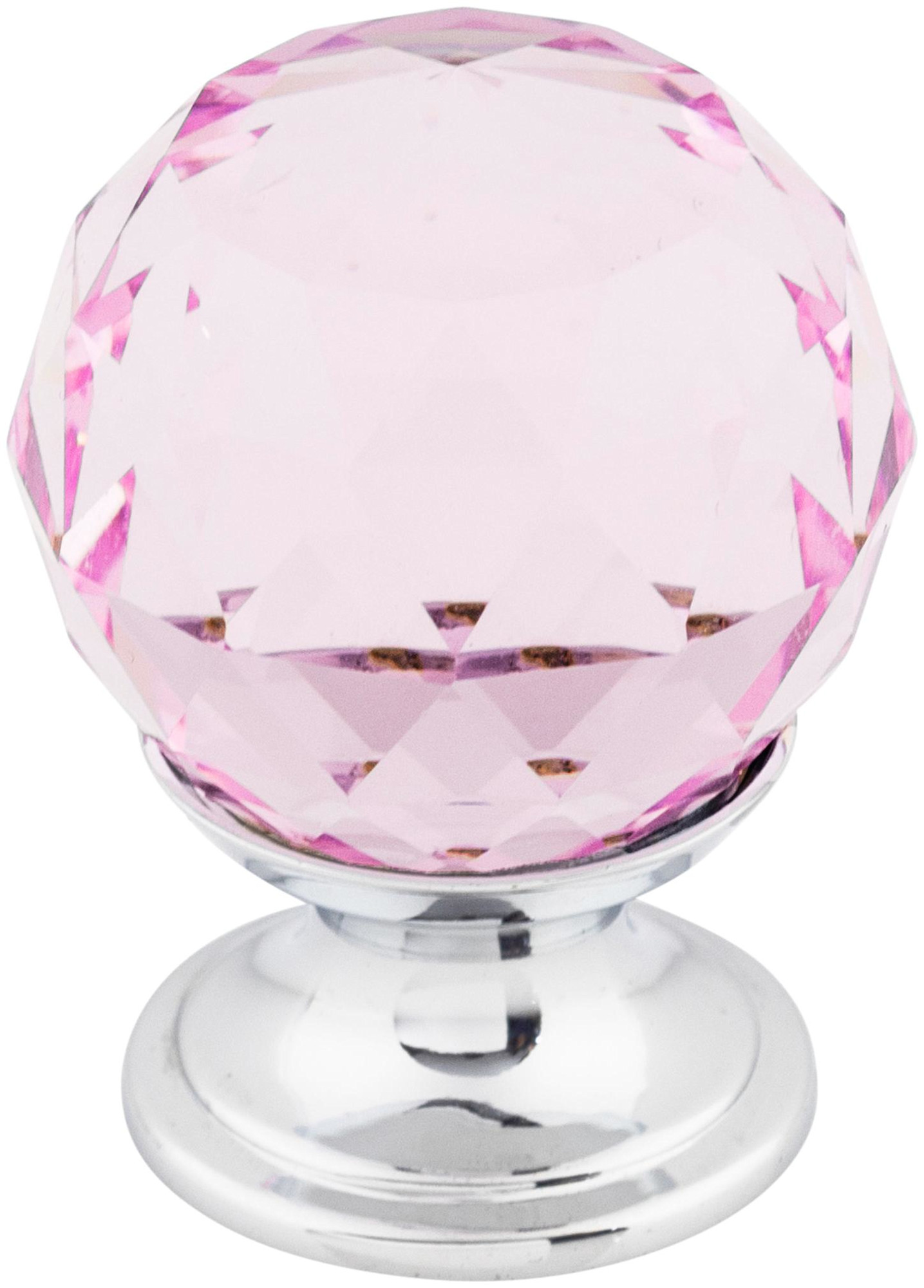 Photos - Furniture Hardware Top Knobs TK117 Pink 1-1/8 Inch Round Cabinet Knob from the Crystal Collection Polished Chrome Cabinet Hardware Knobs Round