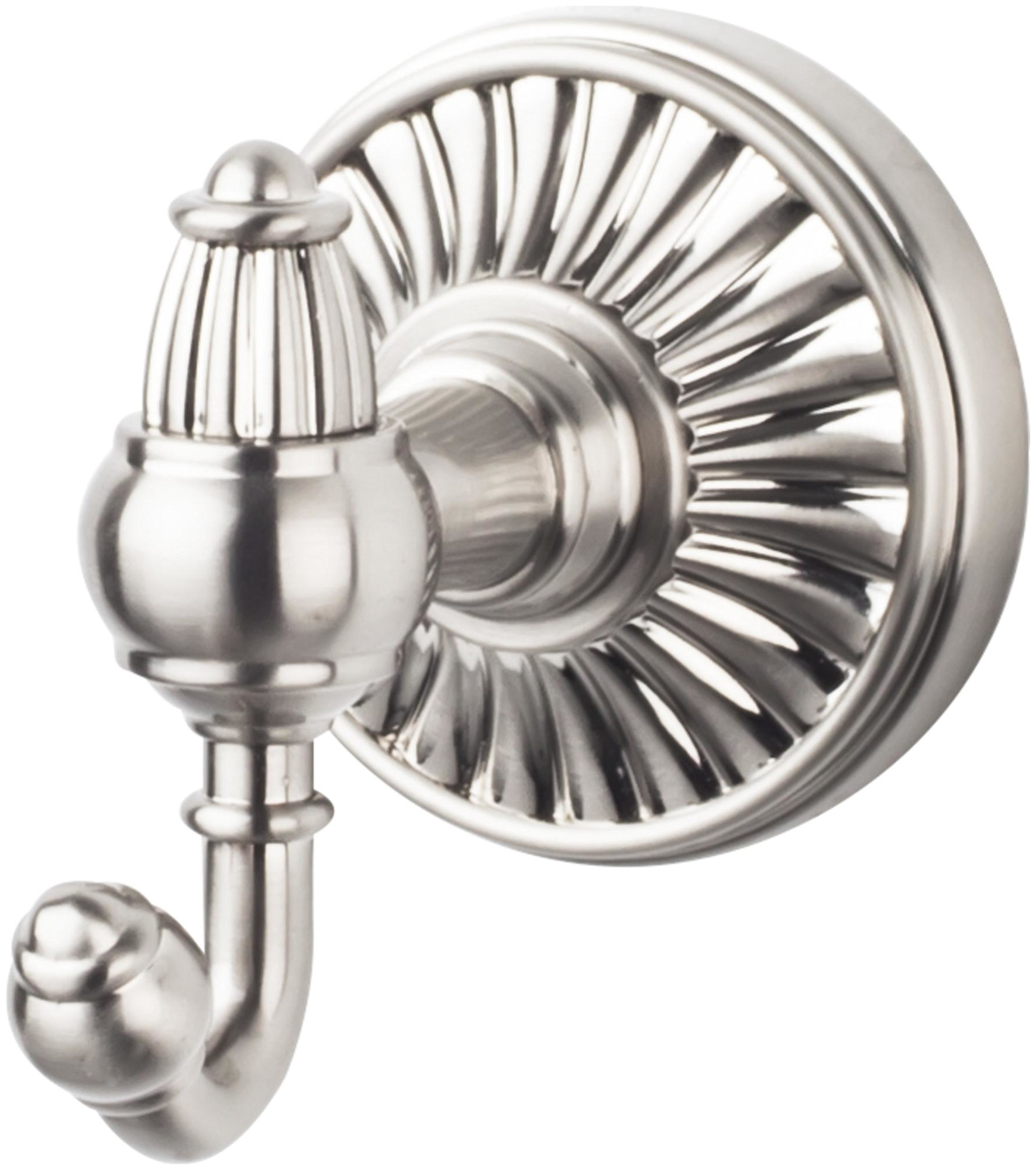 Photos - Towel Holder Tuscany Leather Top Knobs TUSC2 Tuscany Bath Double Robe Hook Brushed Satin Nickel Bathroom Hardware and Accessories Bathroom Hardware Robe 