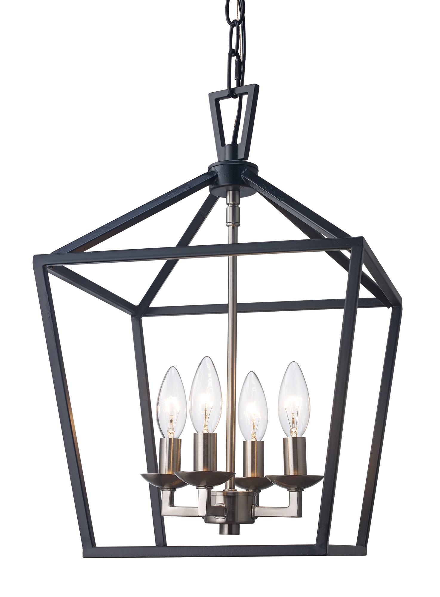 Photos - Chandelier / Lamp Trans Globe Lighting 10264 Lacey 4 Light 12" Wide Pendant Black / Brushed Nickel Indoor Lighting Pendants 10264 BK/BN 