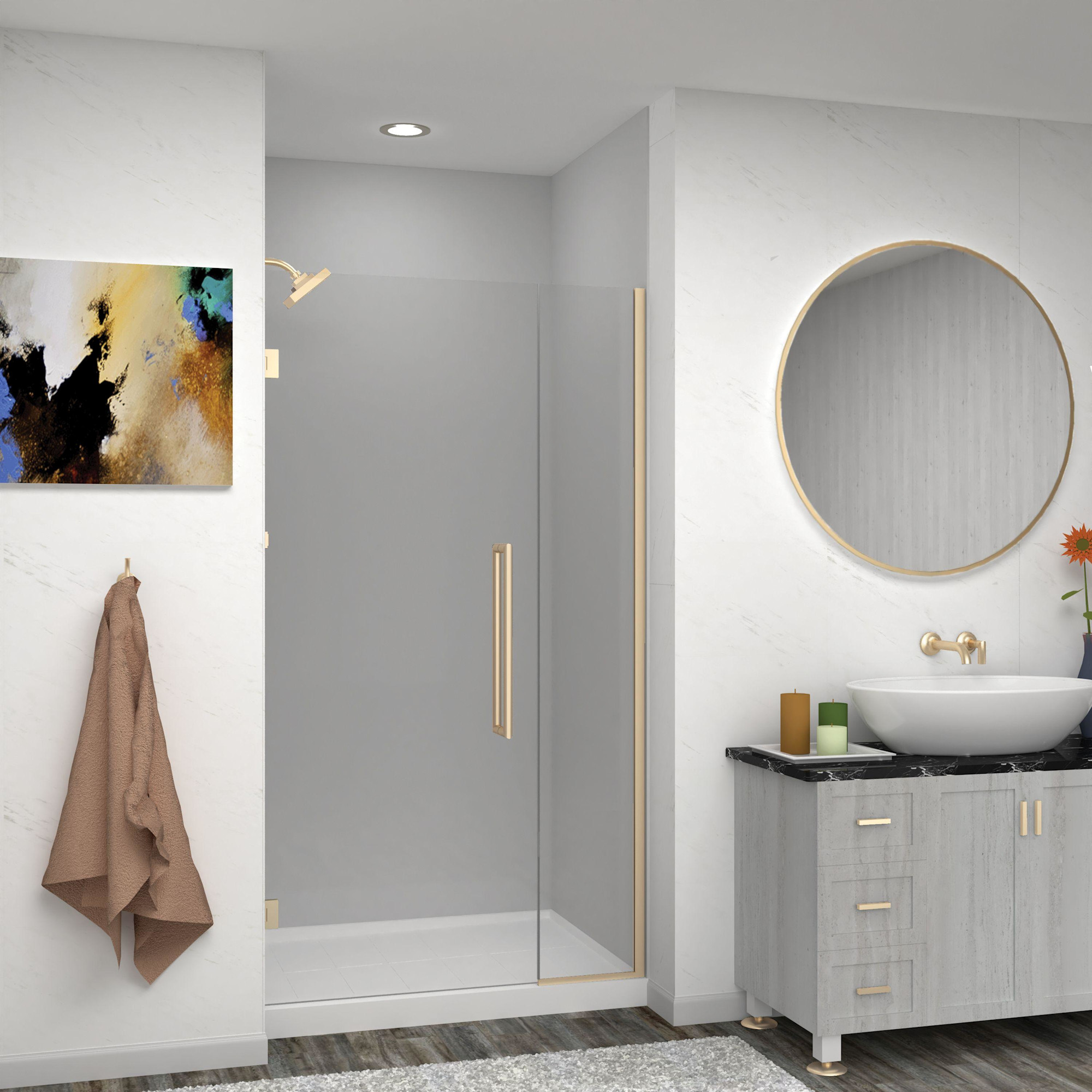 Photos - Shower Screen Transolid EHTB455277610C-T Elizabeth 76" High x 45-1/2" Wide Hinged Semi Frameless Shower Door with Clear Glass Champagne Br