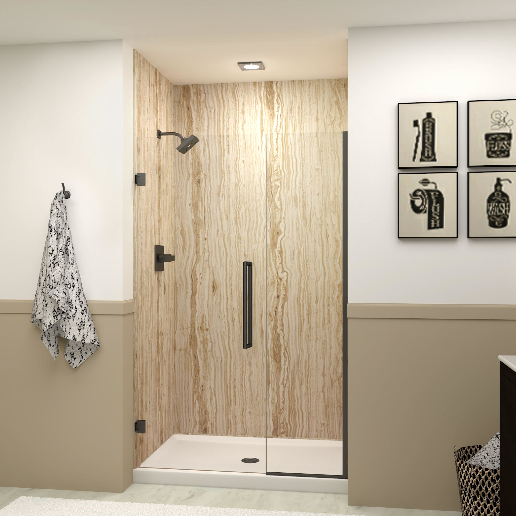 Photos - Shower Screen Transolid EHTB465287610C-T Elizabeth 76" High x 46-1/2" Wide Hinged Semi Frameless Shower Door with Clear Glass Matte Black