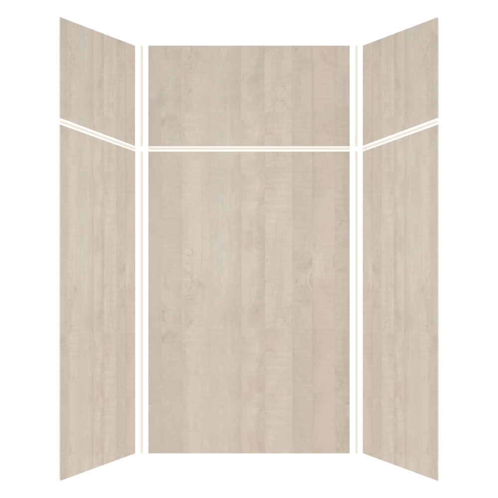 Photos - Shower Enclosure KIT Transolid EWKX484896 Expressions 48" W x 48" D x 96" H Six Panel Shower Wall  Bleached Oak Shower Stalls and Doors Shower 