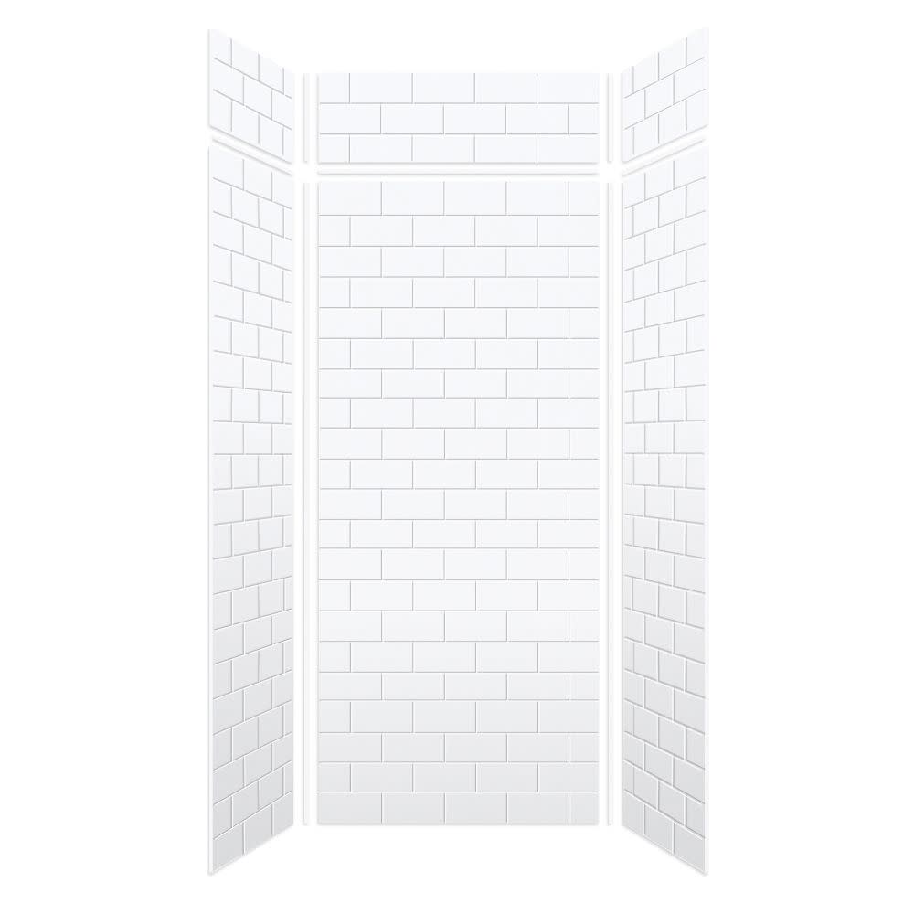 Photos - Shower Enclosure KIT Transolid SWKX36368412 SaraMar 36" W x 36" D x 96" H Six Panel Shower Wall  White Subway Tile Shower Stalls and Doors Sho 
