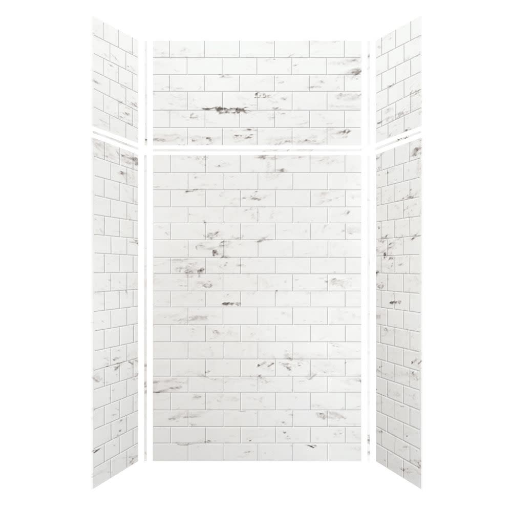 Photos - Shower Enclosure KIT Transolid SWKX48367224 SaraMar 48" W x 36" D x 96" H Six Panel Shower Wall  White Venito Subway Tile Shower Stalls and Do 