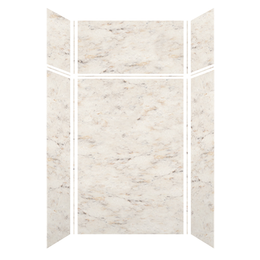 Photos - Shower Enclosure KIT Transolid SWKX48367224 SaraMar 48" W x 36" D x 96" H Six Panel Shower Wall  Biscotti Marble Velvet Shower Stalls and Door 