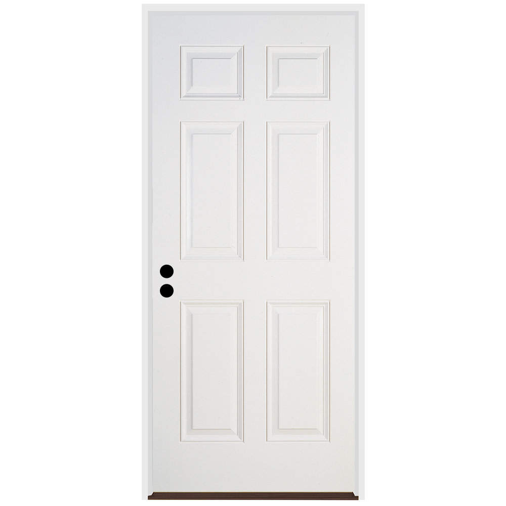 Photos - Front Door Primed Trimlite 2168RHISPSF6P691610BB Traditional 6 Panel 34" by 80" Right Handed Pre-Hung Exterior Entry Door with 6-9/16" Door Ja 