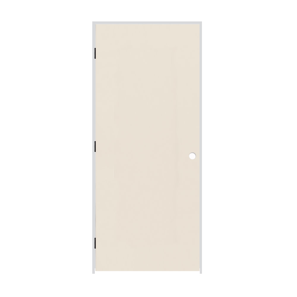 Photos - Interior Door Primed Trimlite 2868FHCPHBRH1D714 32" x 80" Hardboard Hollow Core Flush 7-1/4" Jamb Right Hand Prehung Door with Black Hinge