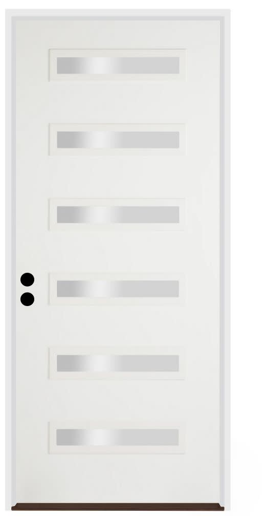 Photos - Front Door Clear Trimlite 3080RHIS-CON2236C491610BB 36"W x 96"H  6 Lite Contemporary Right Handed Exterior Prehung Entry Door with Oil R 