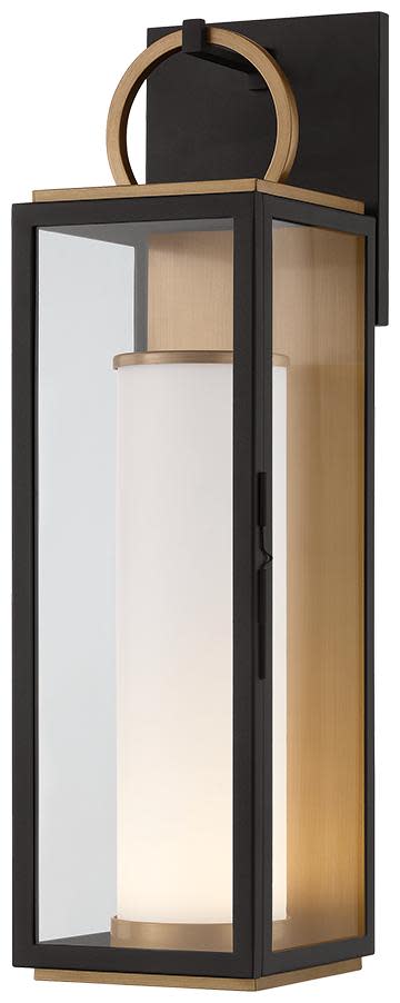 Photos - Floodlight / Street Light Troy Lighting B6723 Gareth 23" Tall LED Outdoor Wall Sconce Patina Brass / Textured Black Outdoor Lighting Wall Sconces B672