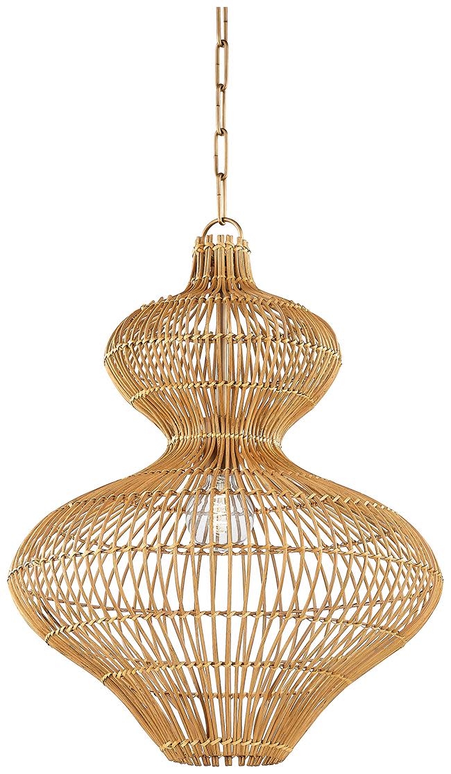 Photos - Chandelier / Lamp Wide Troy Lighting F3820 Irvine 20"  Rattan Pendant Patina Brass Indoor Lighting Pendants F3820-PBR 