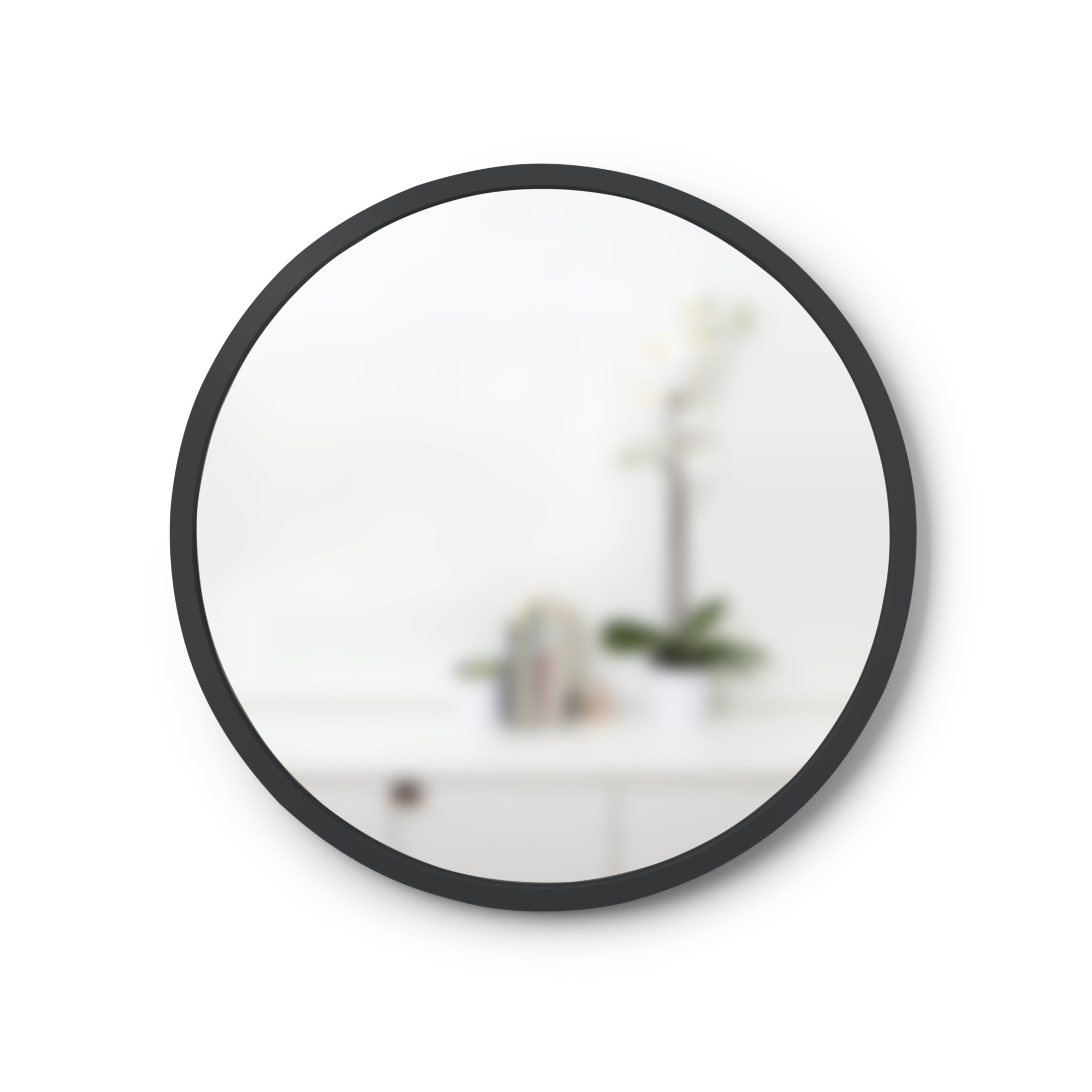 Umbra 1013756 Hub 18" Diameter Circular Framed Bathroom Mirror Black Home Decor Mirrors Accent Mirror