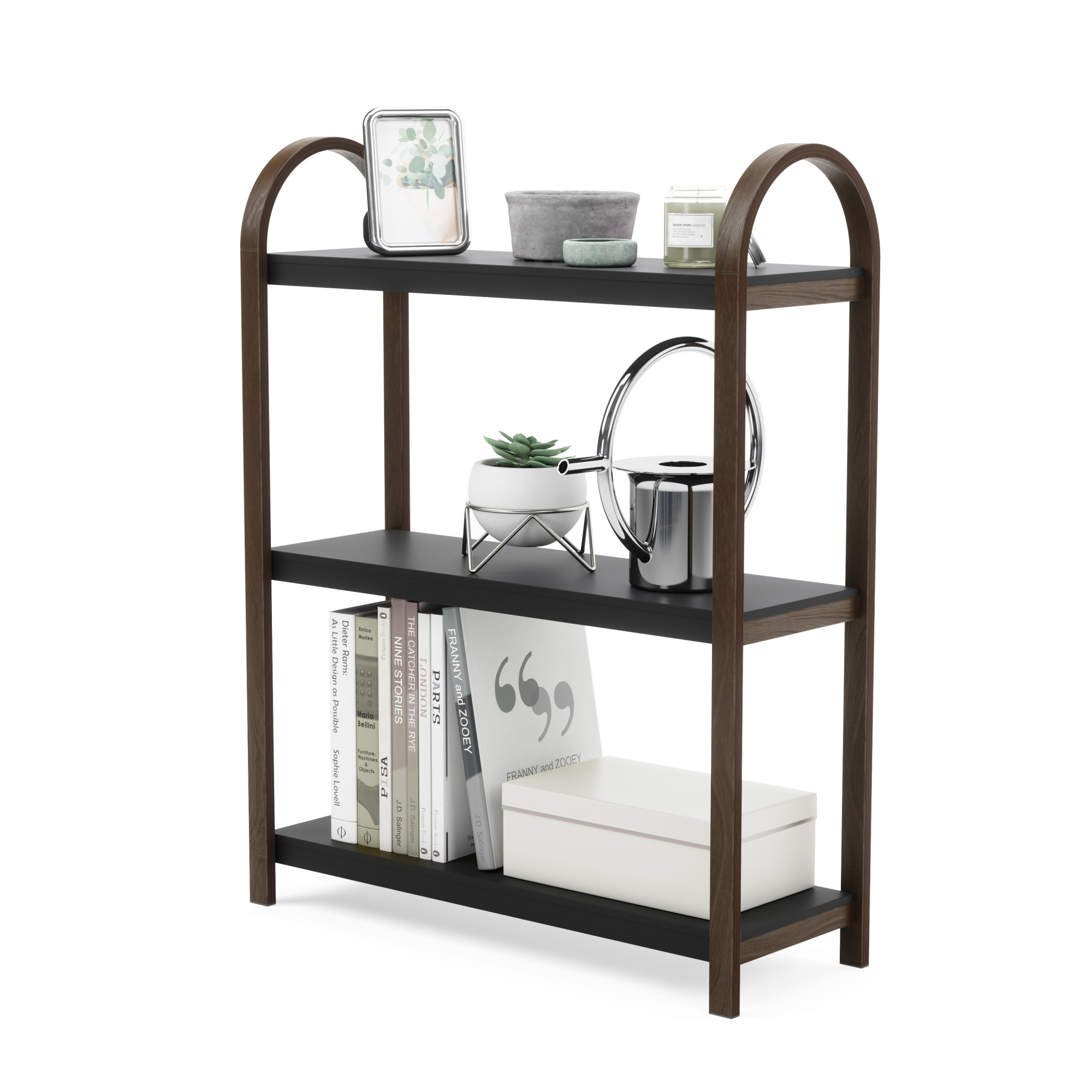 Photos - Wardrobe Umbra 1016838 Bellwood 28" Wide 3 Shelf Wood Shelving Unit Black / Walnut Storage and Organization Home Organizers Shelving 