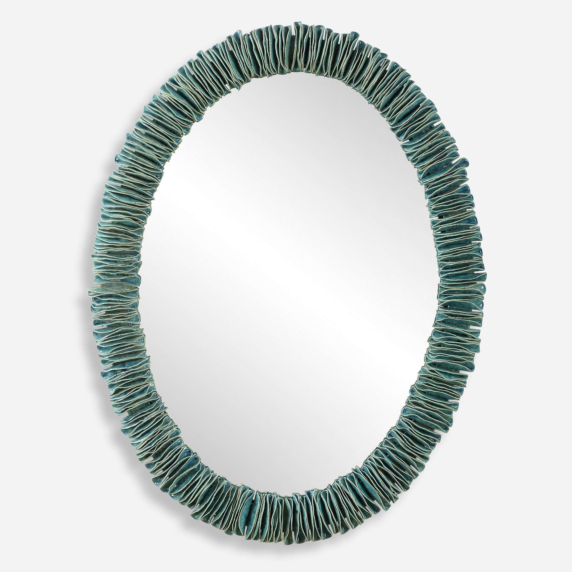 Photos - Wall Mirror Uttermost 08183 Bonaire 26-1/2"W x 34-1/2"H Oval Flat Accent Mirror Blue Home Decor Mirrors Accent Mirror 