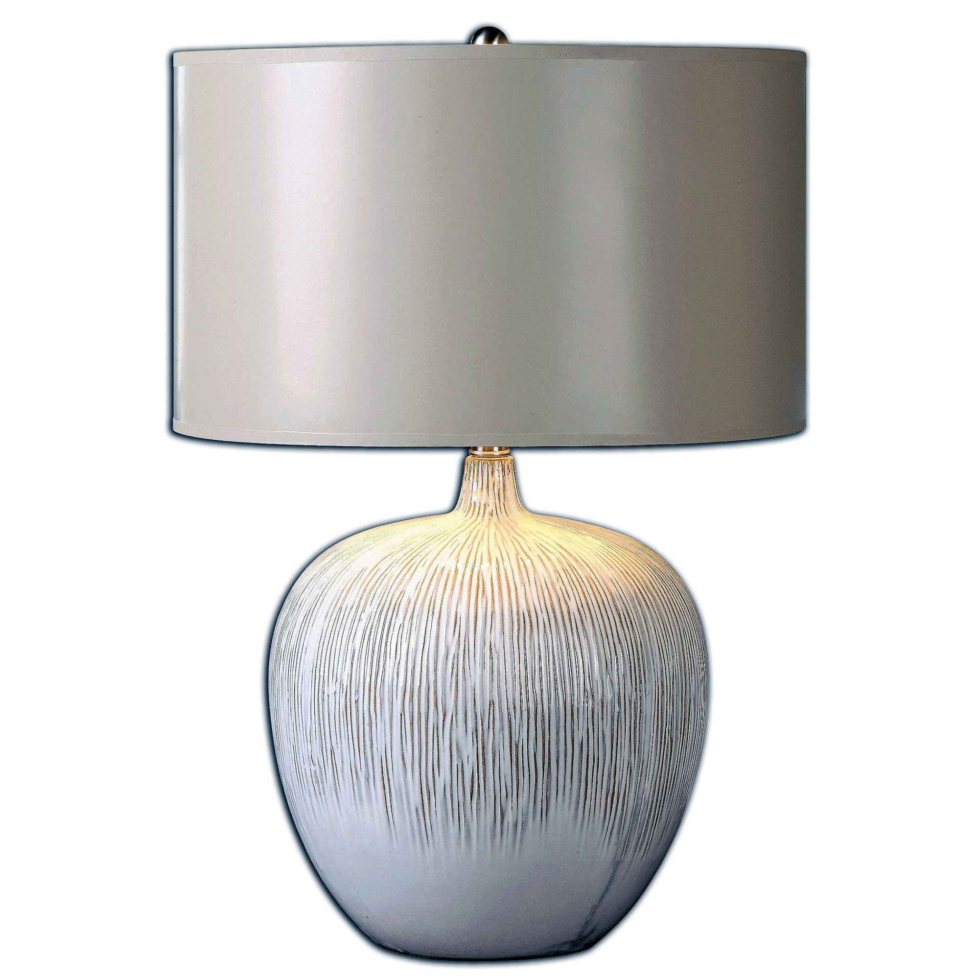 Photos - Desk Lamp Uttermost 26194-1 Georgios 1 Light 24" Tall Table Lamp with White Fabric Shade Aged Ivory Lamps Table Lamps Accent Lamps 