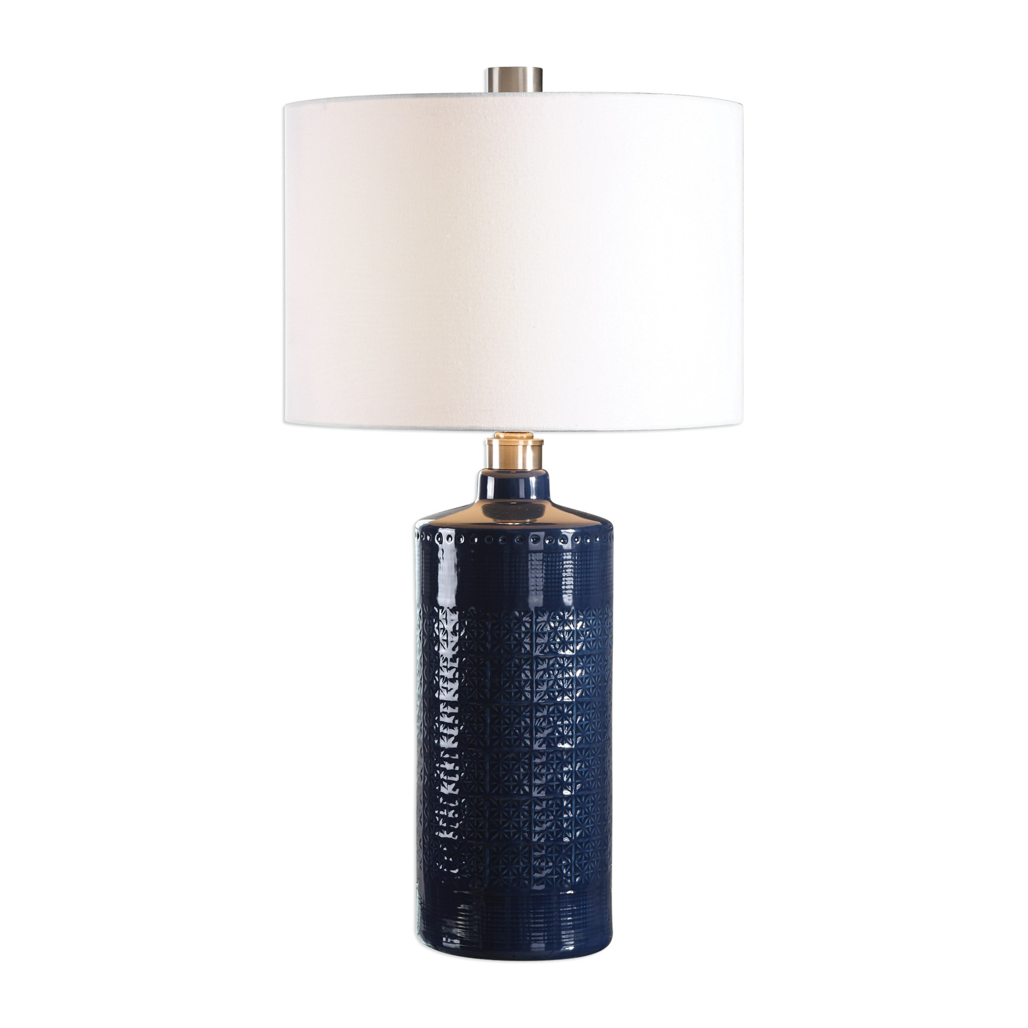 Photos - Desk Lamp Uttermost 27716-1 Thalia Single Light 31" Tall Vase Table Lamp by David Frisch Royal Blue Glaze / Nickel Lamps Table Lamps 