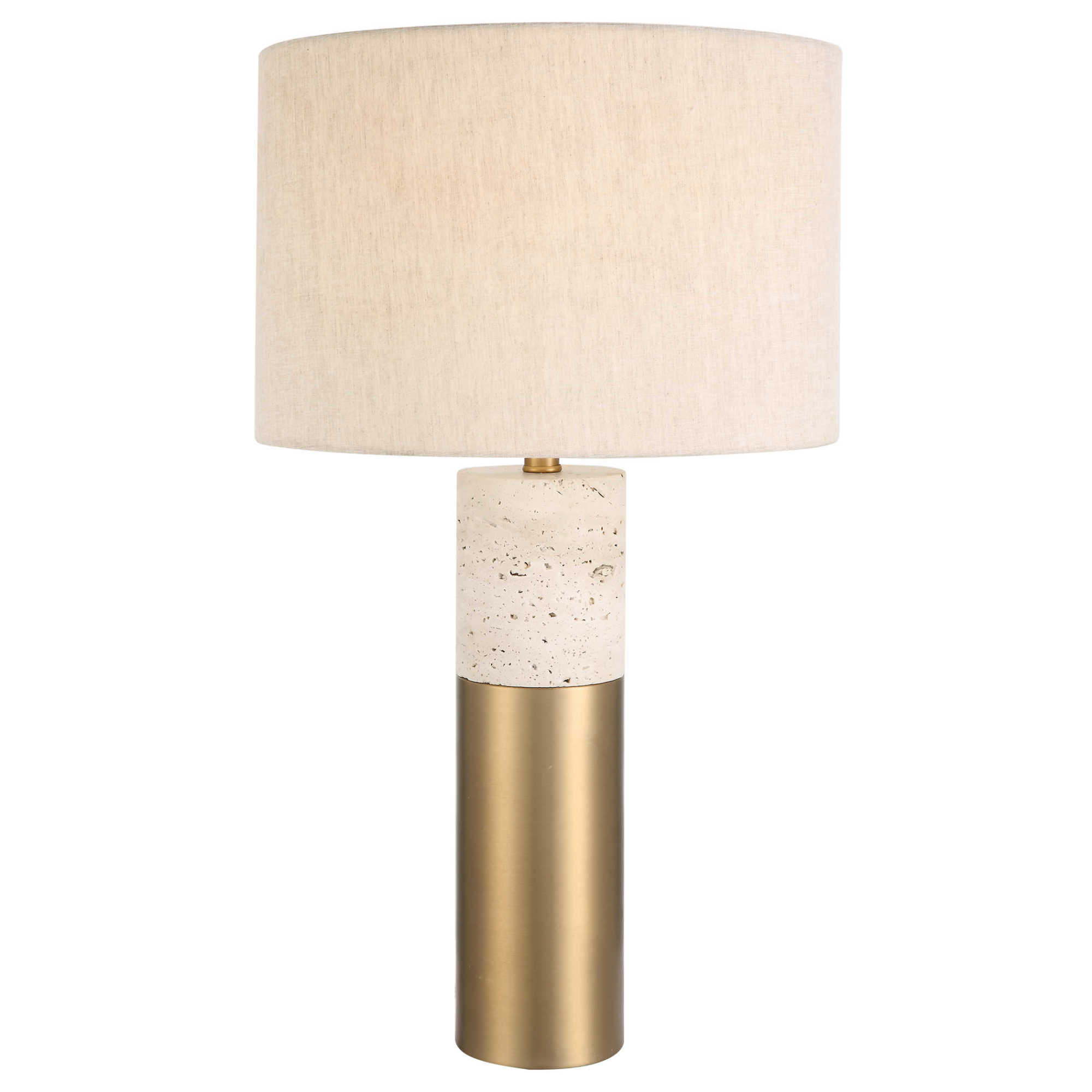 Photos - Desk Lamp Uttermost 30201-1 Gravitas 28" Tall Table Lamp Brass / Stone Lamps Table Lamps