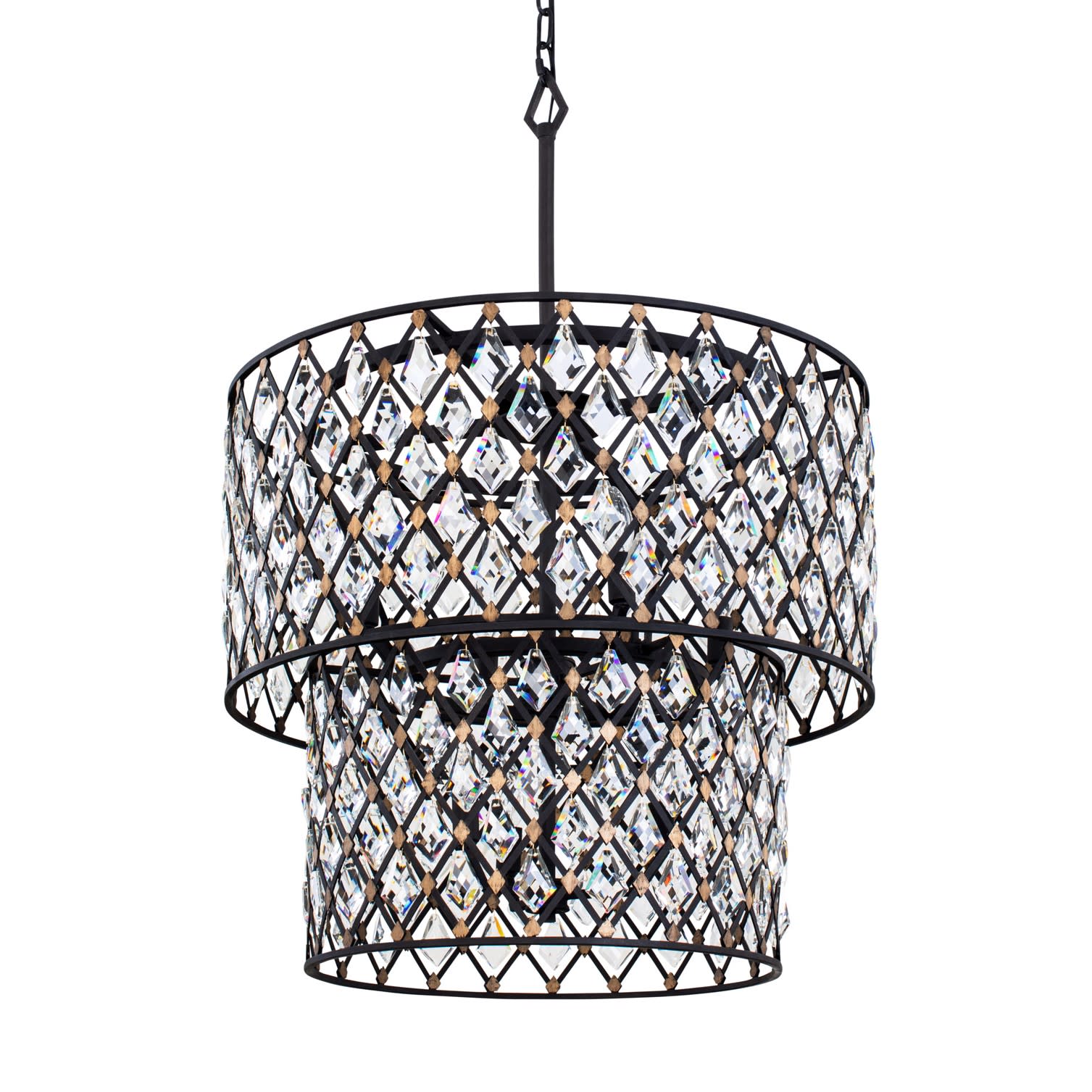 Photos - Chandelier / Lamp Varaluz 345C07 Windsor 7 Light 25" Wide Crystal Waterfall Chandelier Carbon / Havana Gold Indoor Lighting Chandeliers 345C07